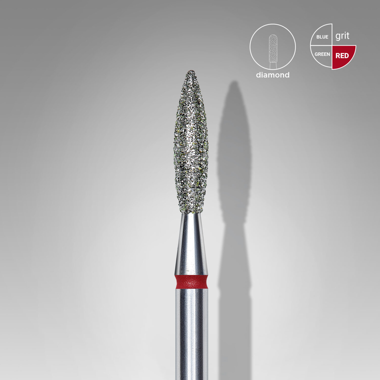 Punta diamantata per unghie rosso fiamma EXPERT diametro testa 2,3 mm / parte di lavoro 10 mm