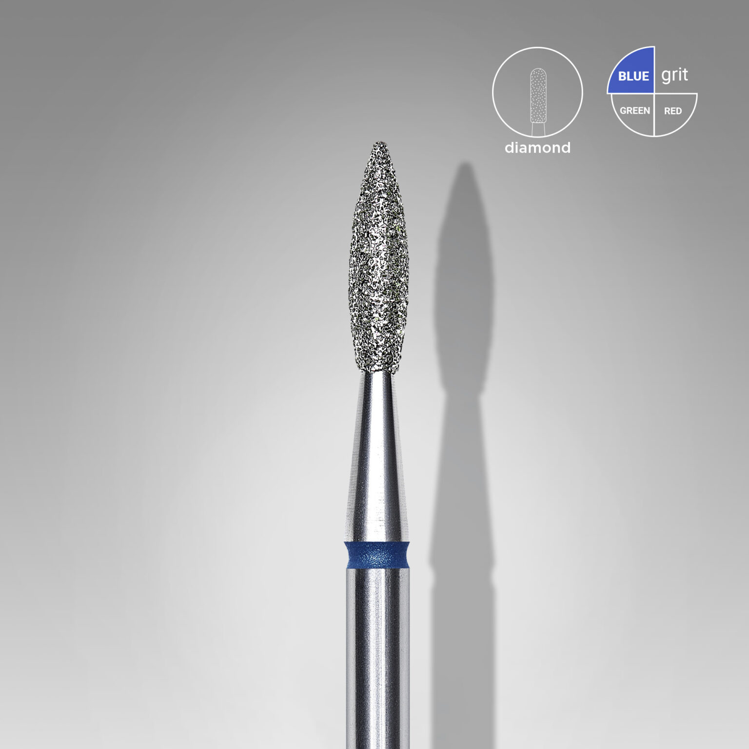 Punta diamantata per unghie a punta blu fiamma EXPERT diametro testa 2,1 mm / parte di lavoro 8 mm