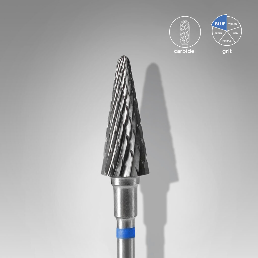 Punta per unghie in metallo duro cono blu EXPERT diametro testa 6 mm / parte di lavoro 14 mm