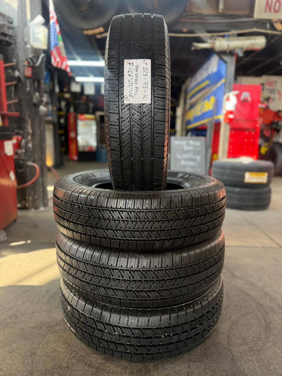 4 Seminew FIRESTONE TRANSFORCE HT2 Tires – LT225/75R16 – $480