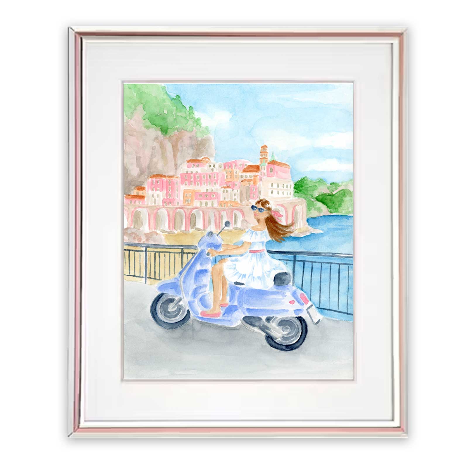Amalfi Coast Watercolor Art Print
