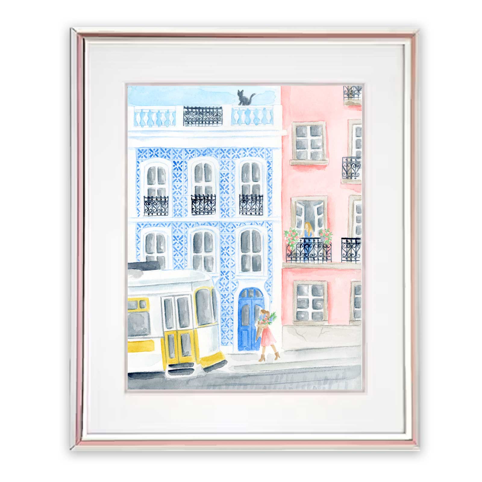 Portugal City Scene Watercolor Art Print