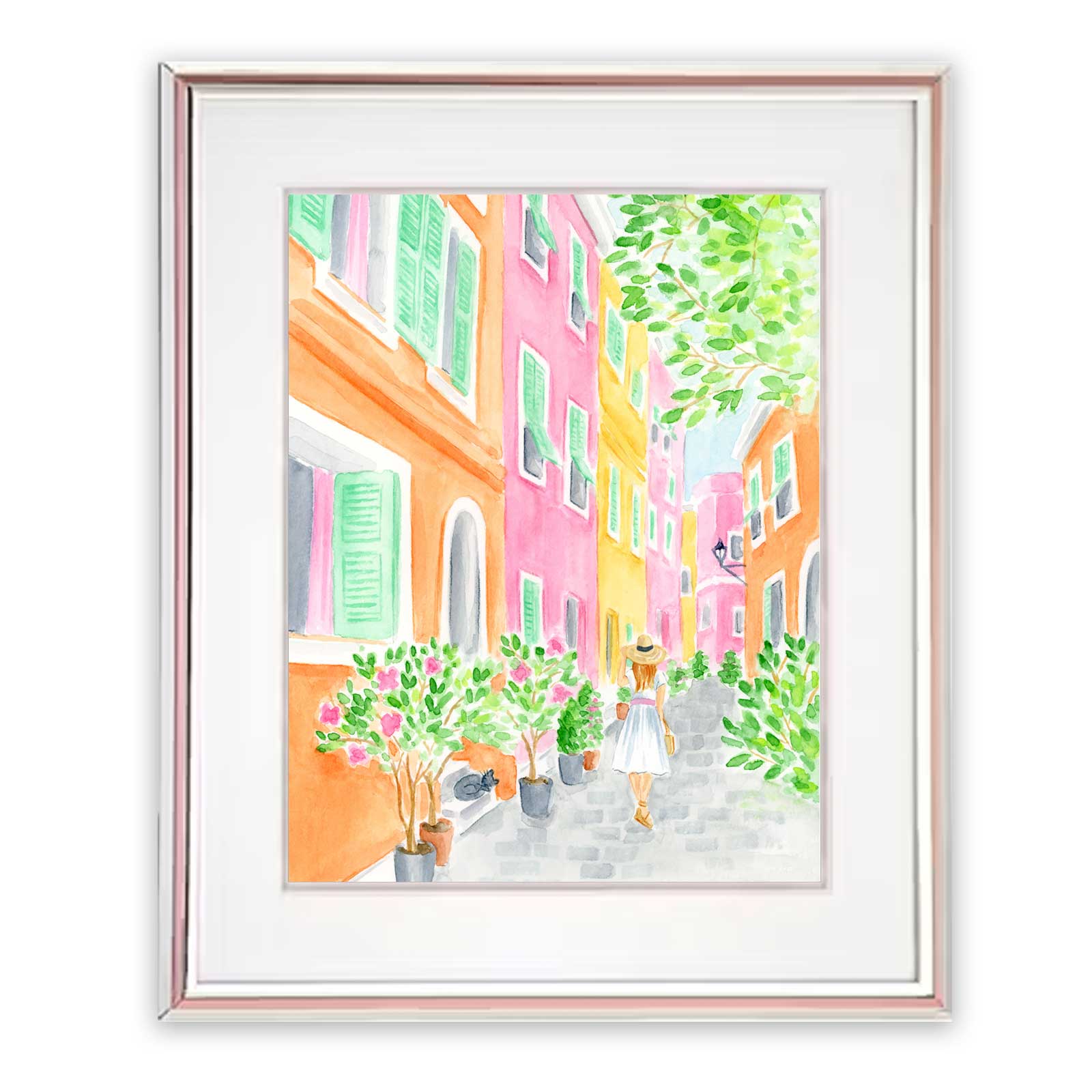 Colorful City Street Scene Art Print