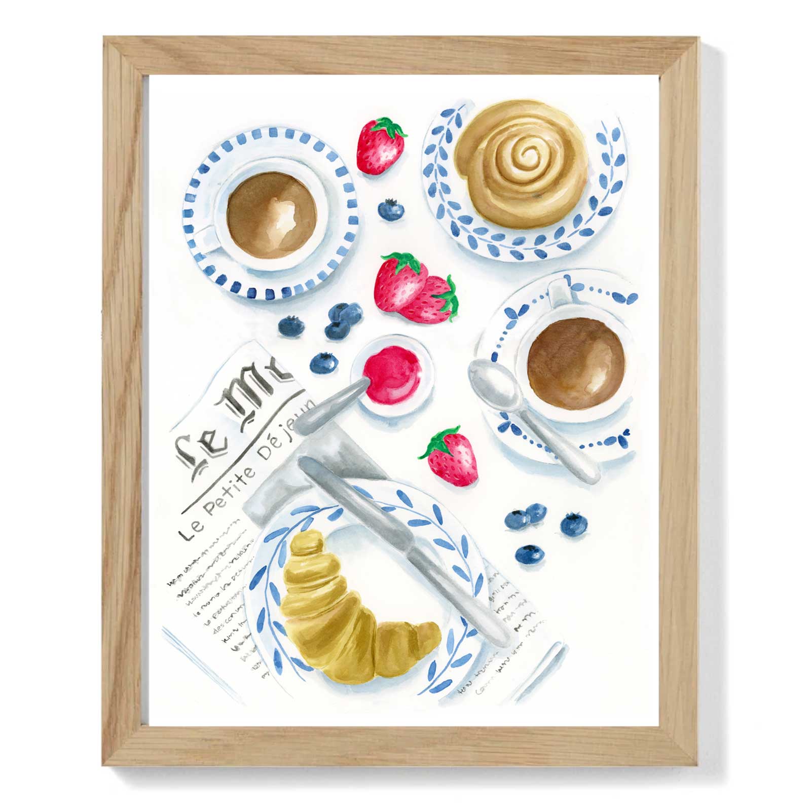 French Café Still Life Watercolor Art Print