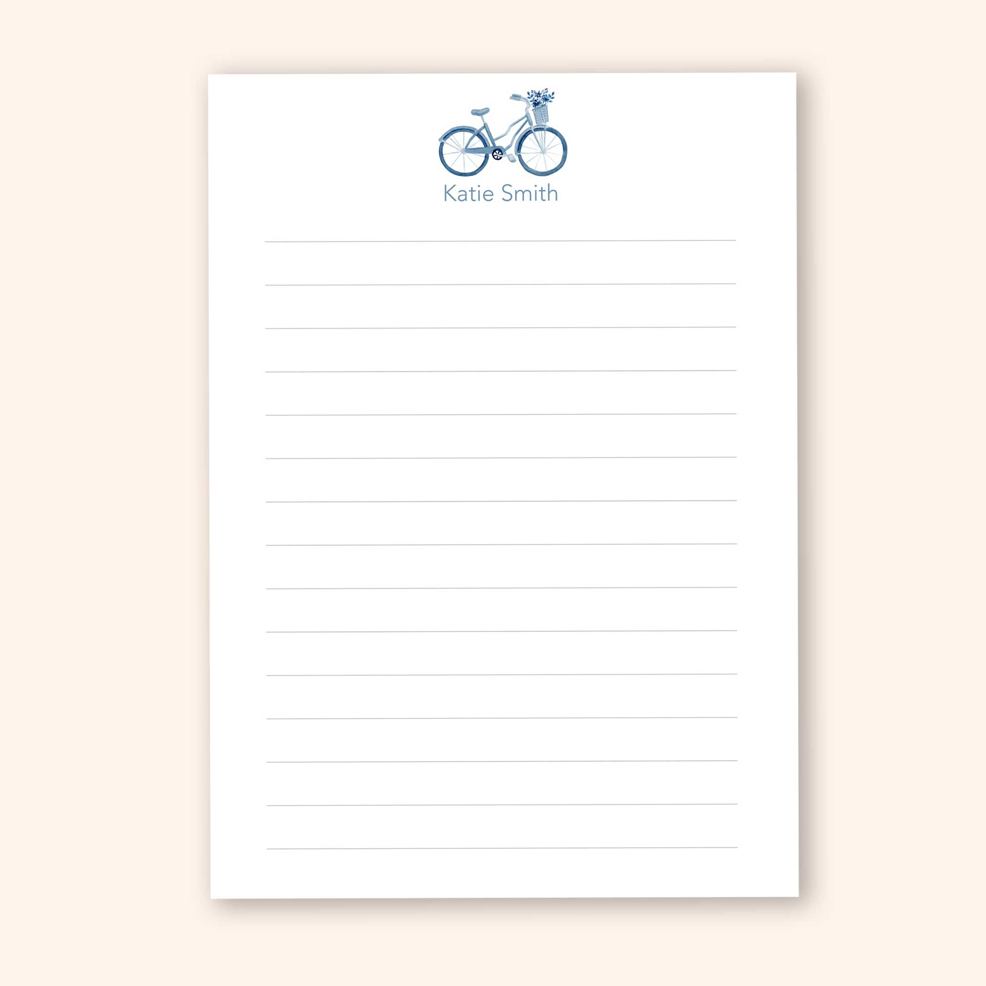 Personalized Blue Bicycle Notepad