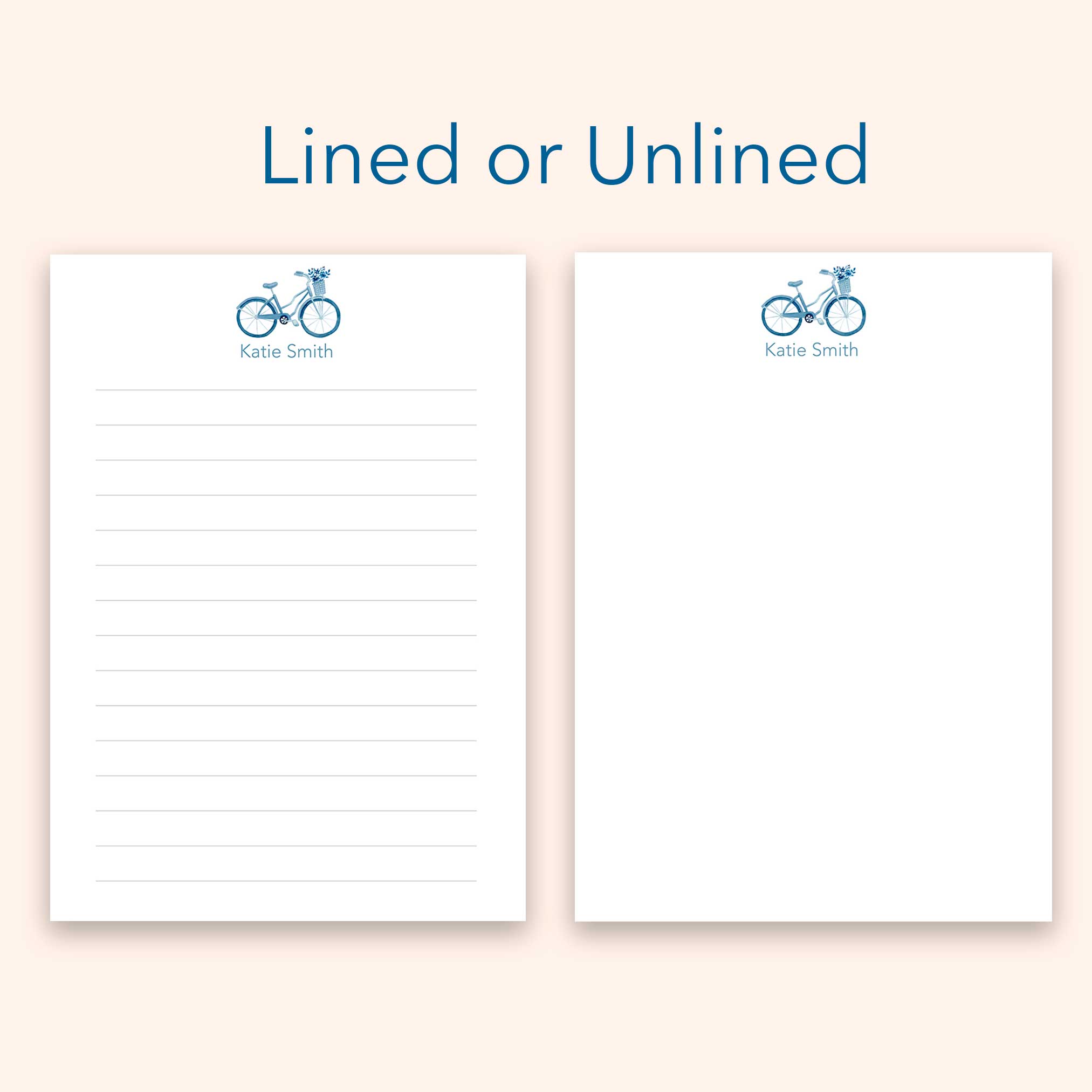 Personalized Blue Bicycle Notepad