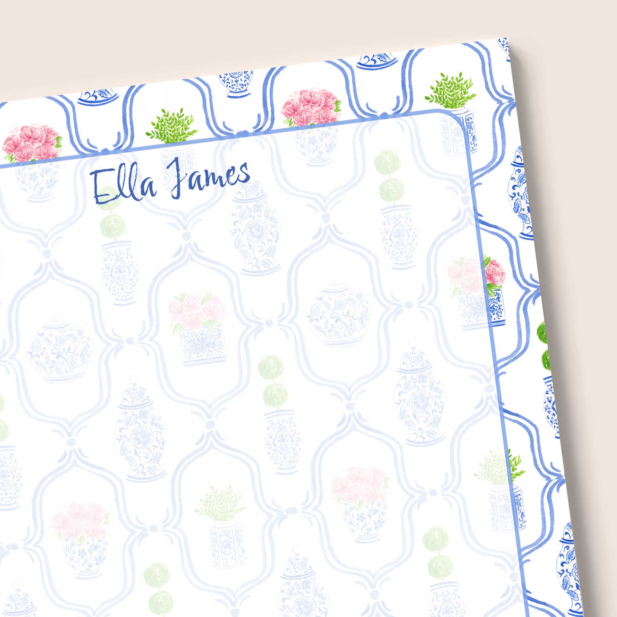 Personalized Chinoiserie Pattern Notepad