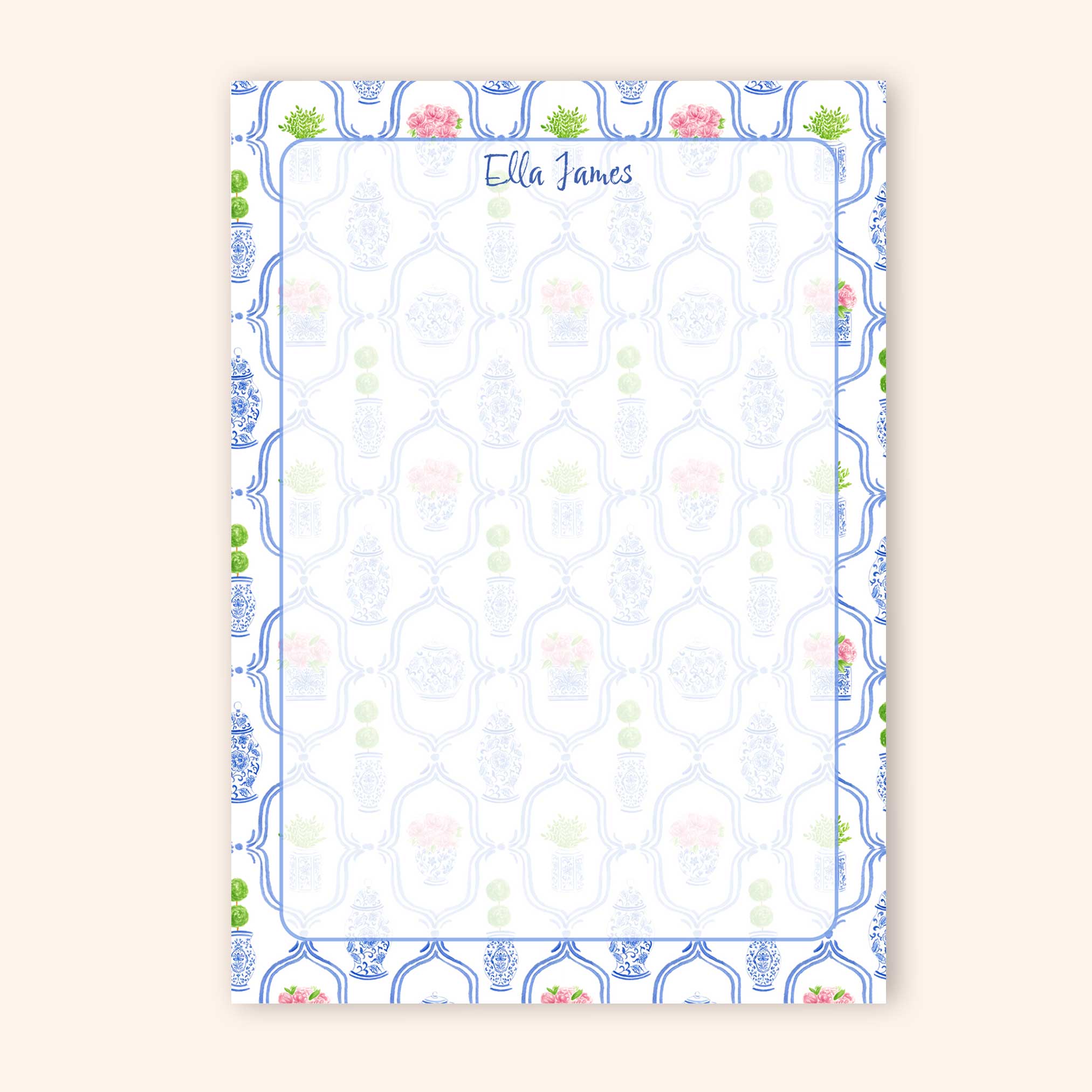 Personalized Chinoiserie Pattern Notepad