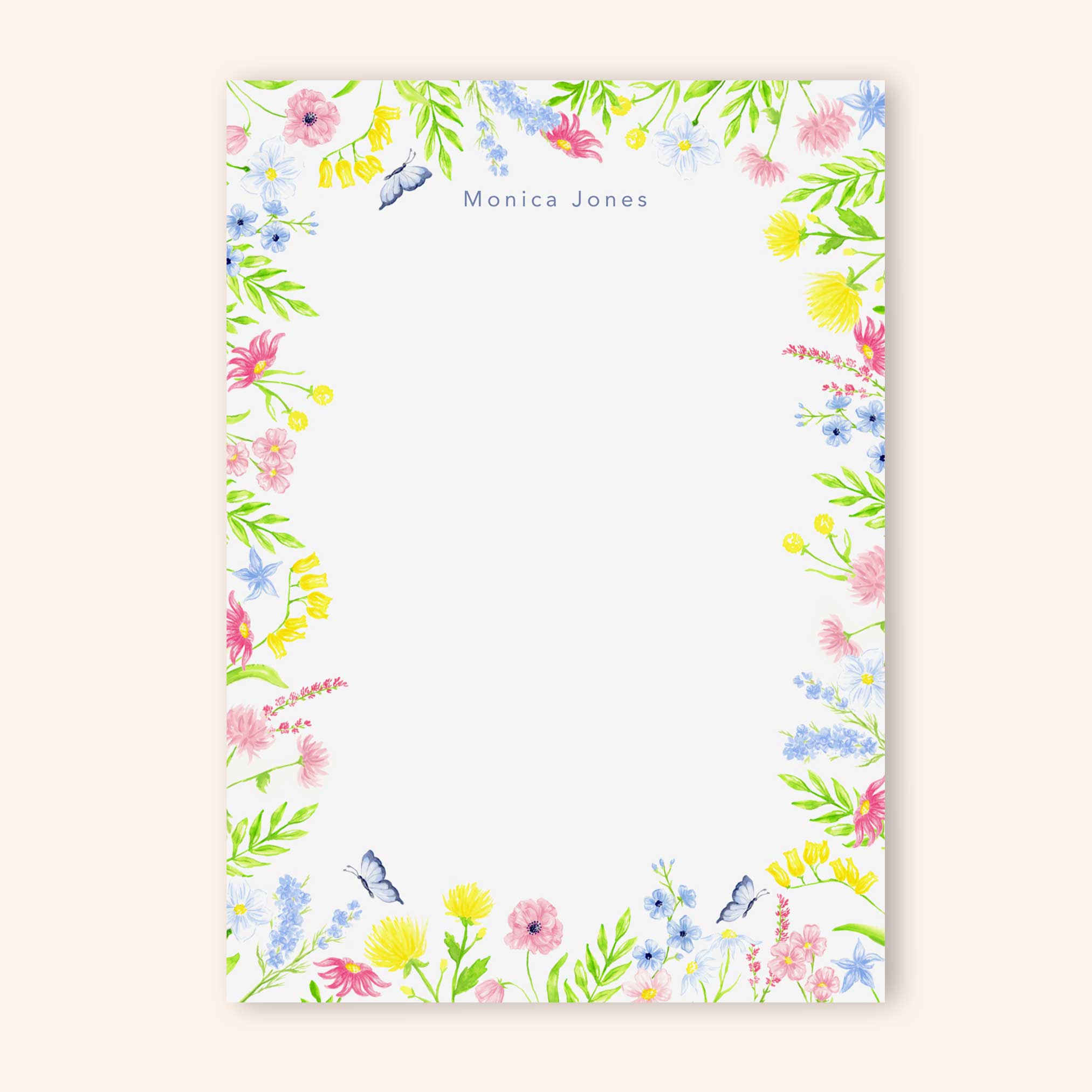 Wildflower Border Personalized Notepad