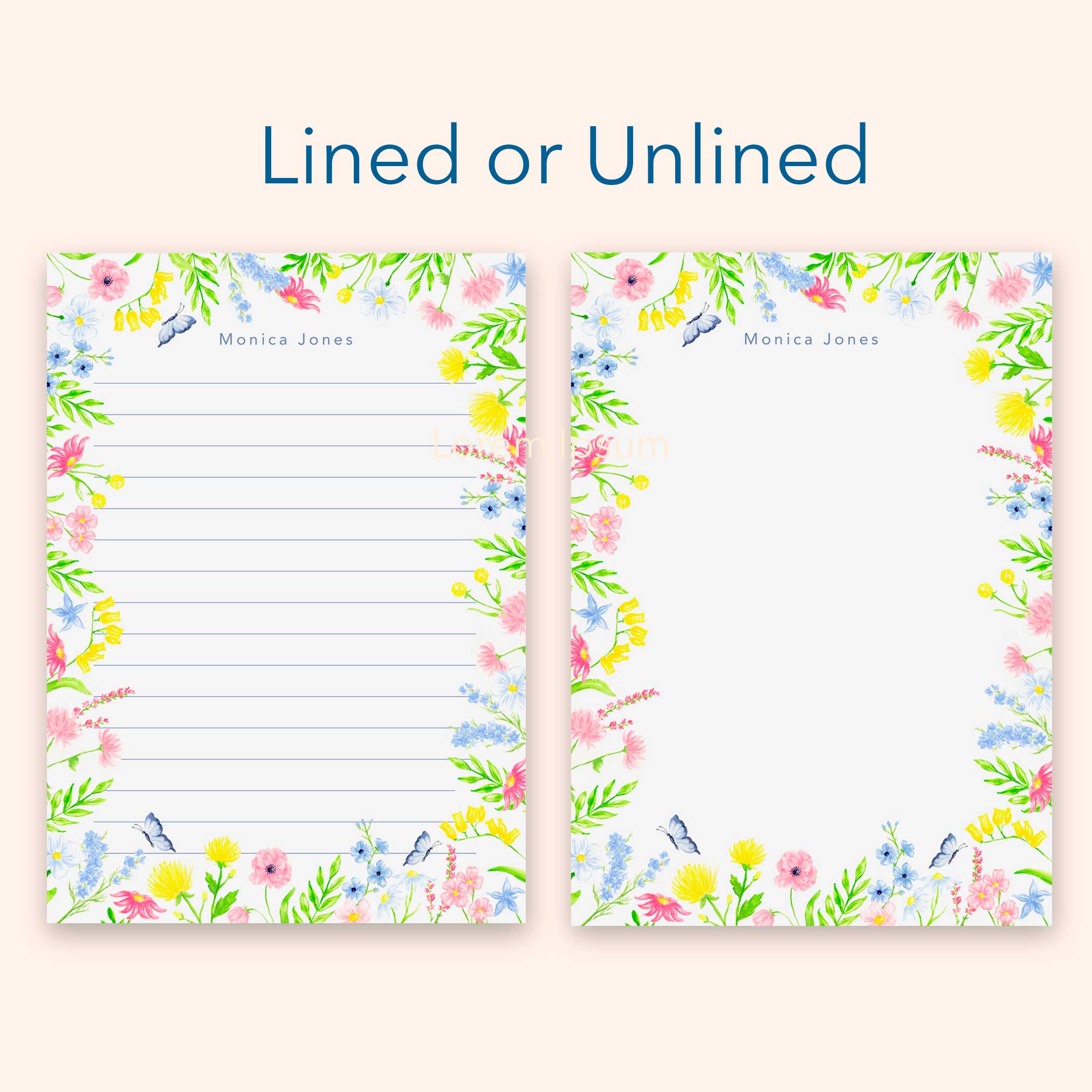 Wildflower Border Personalized Notepad