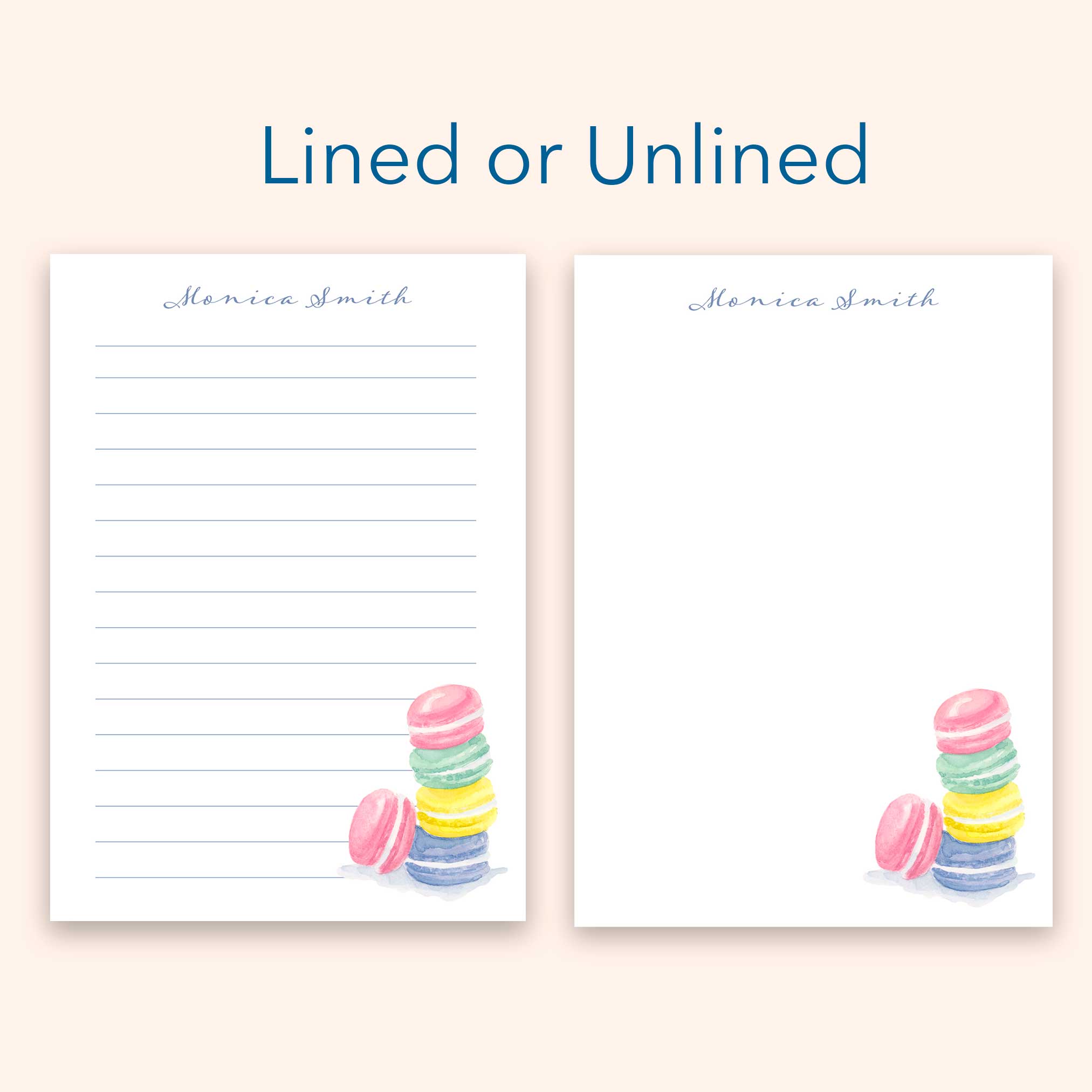 Personalized Watercolor Macaron Notepad