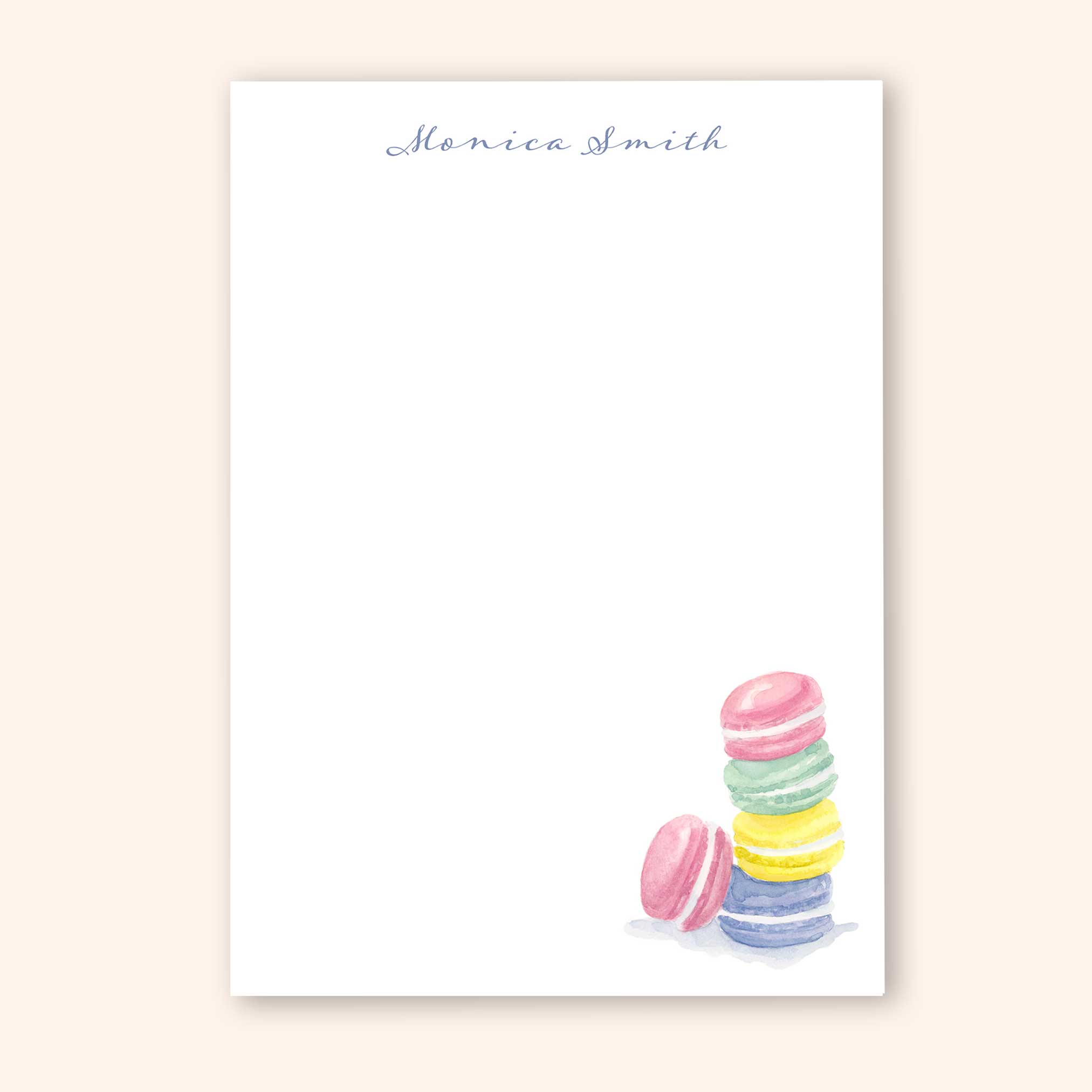 Personalized Watercolor Macaron Notepad