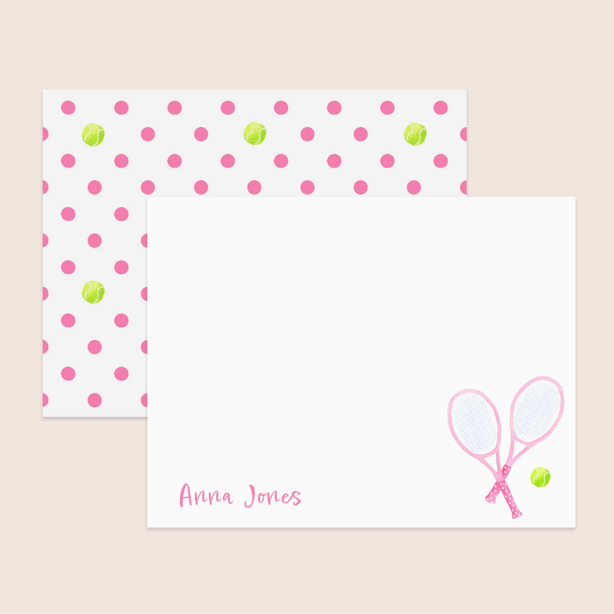 Personalized Tennis-Themed Notecards