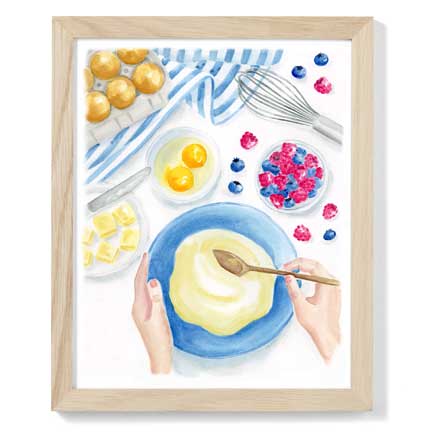 Watercolor Baking Scene Art Print