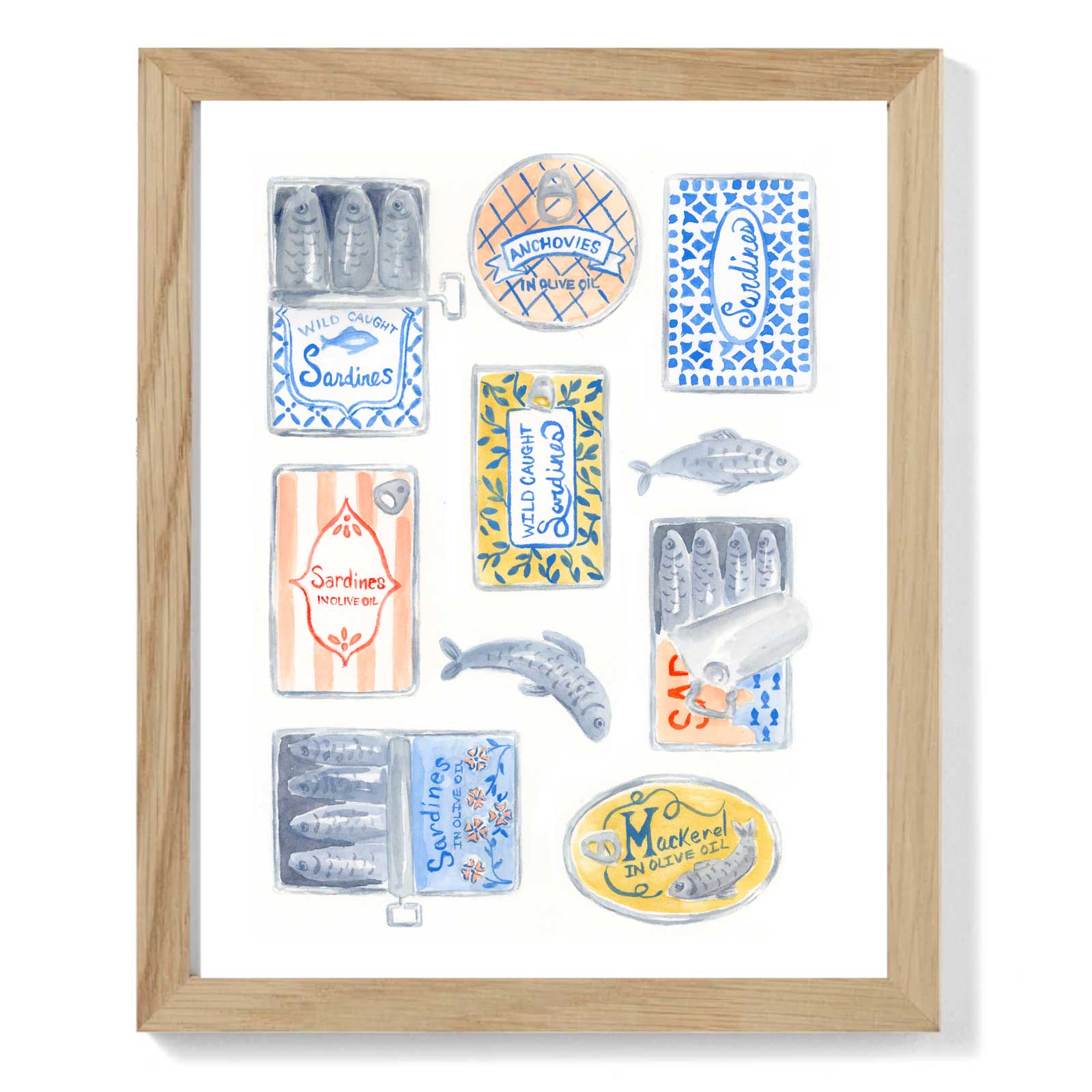 Watercolor Sardine Tin Art Print
