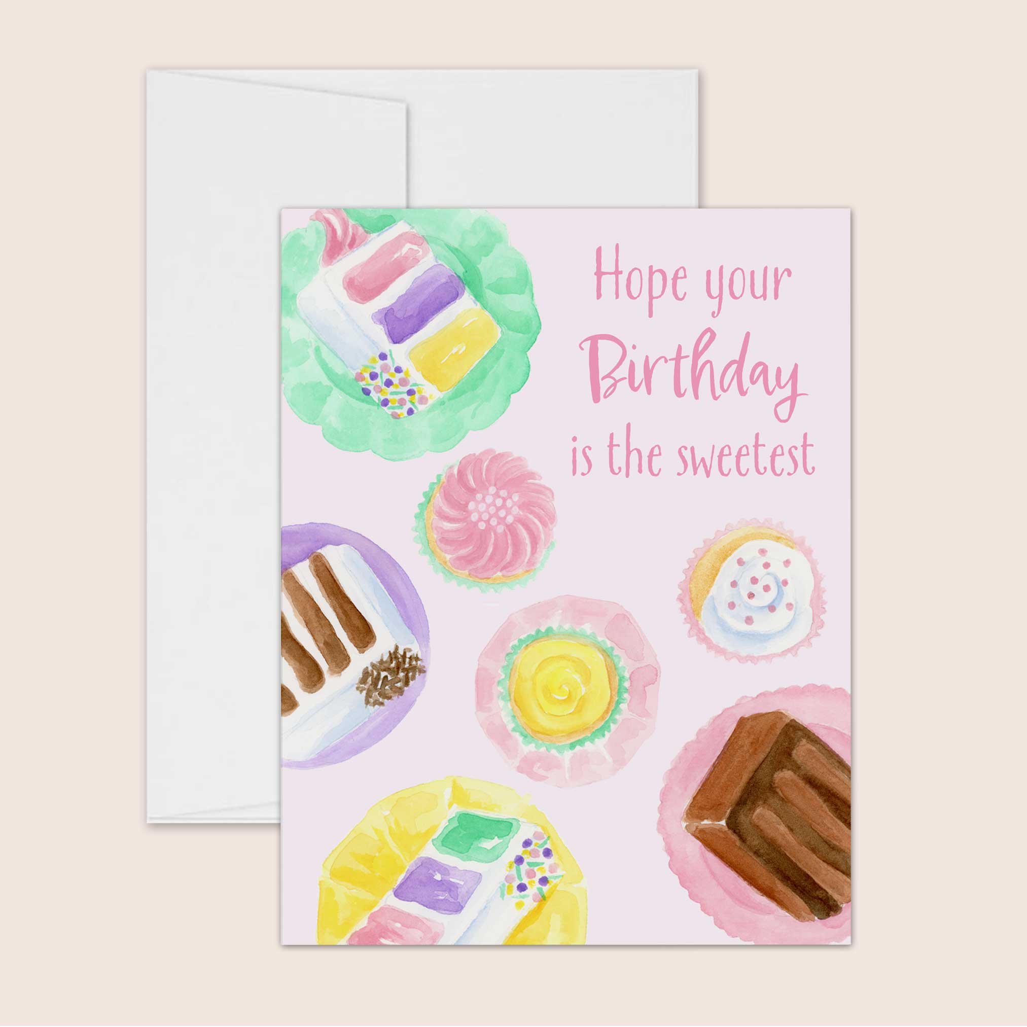 Watercolor Cakes Birthday Card