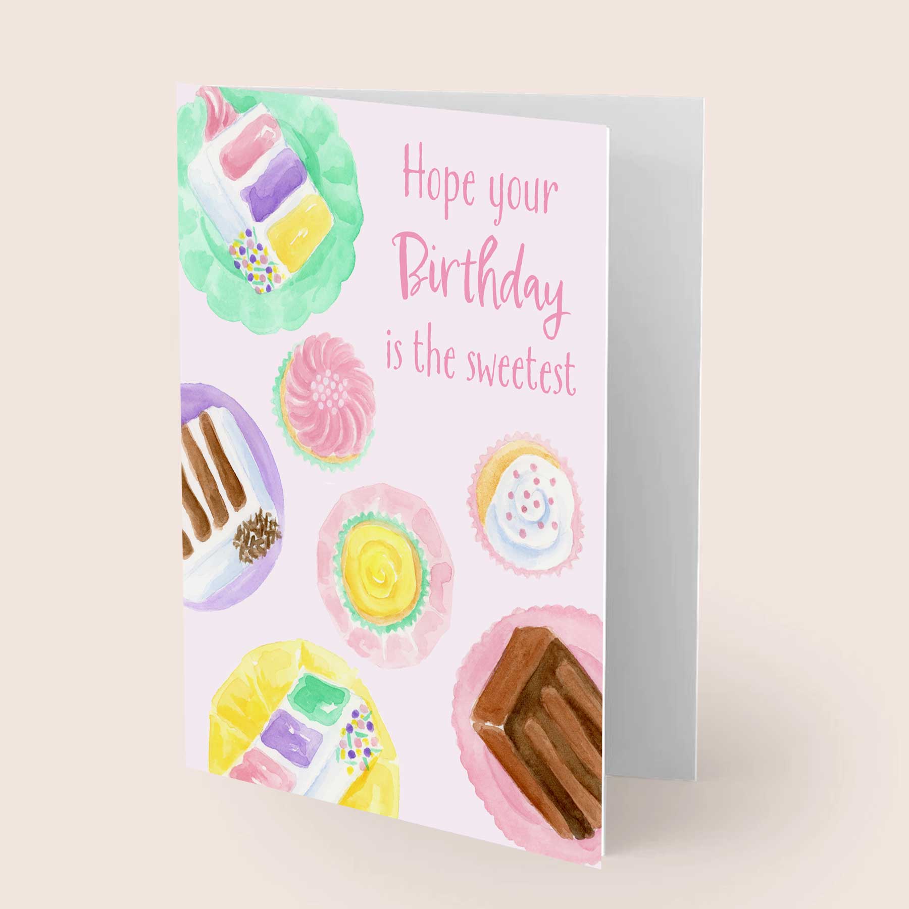 Watercolor Cakes Birthday Card