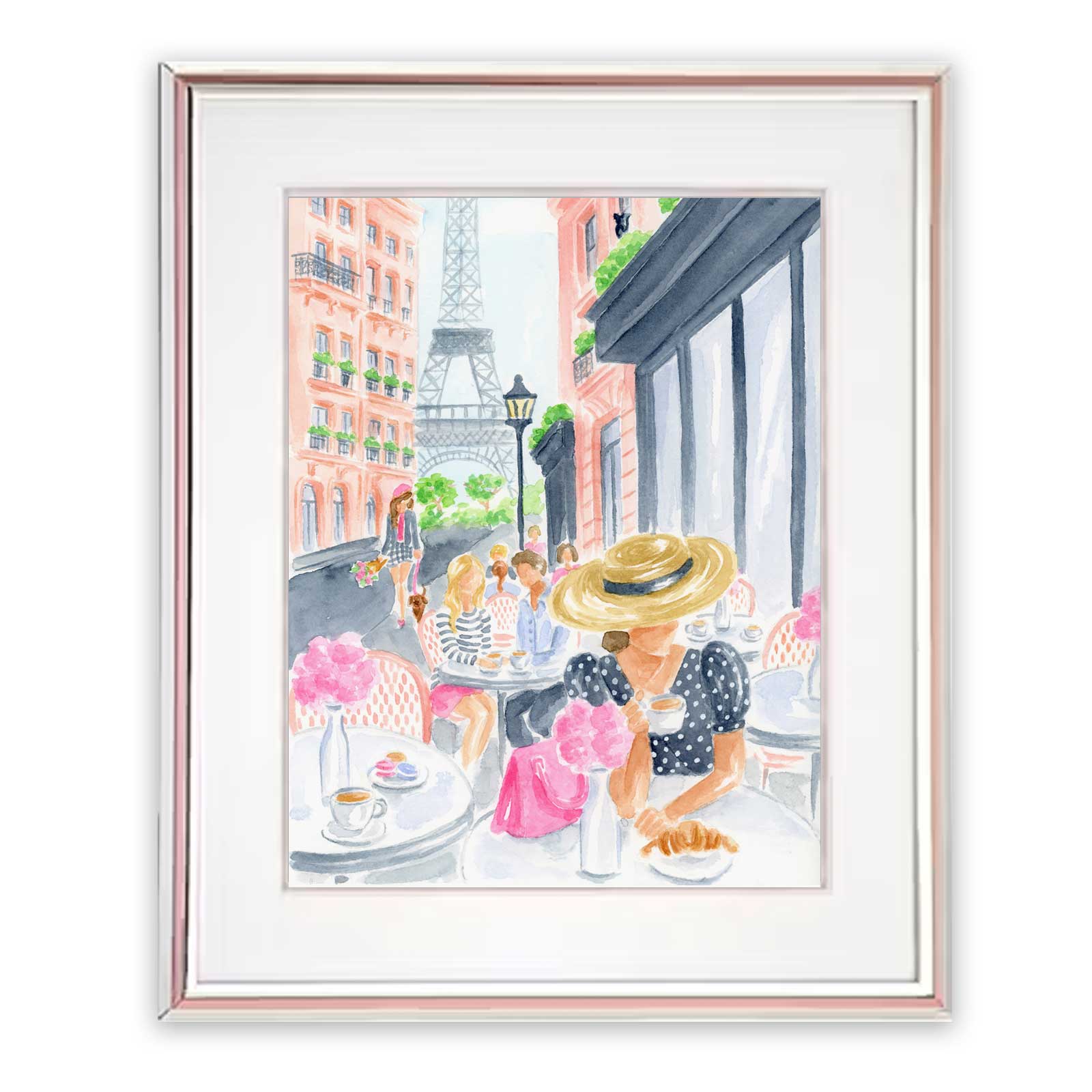 Paris Café Watercolor Art Print