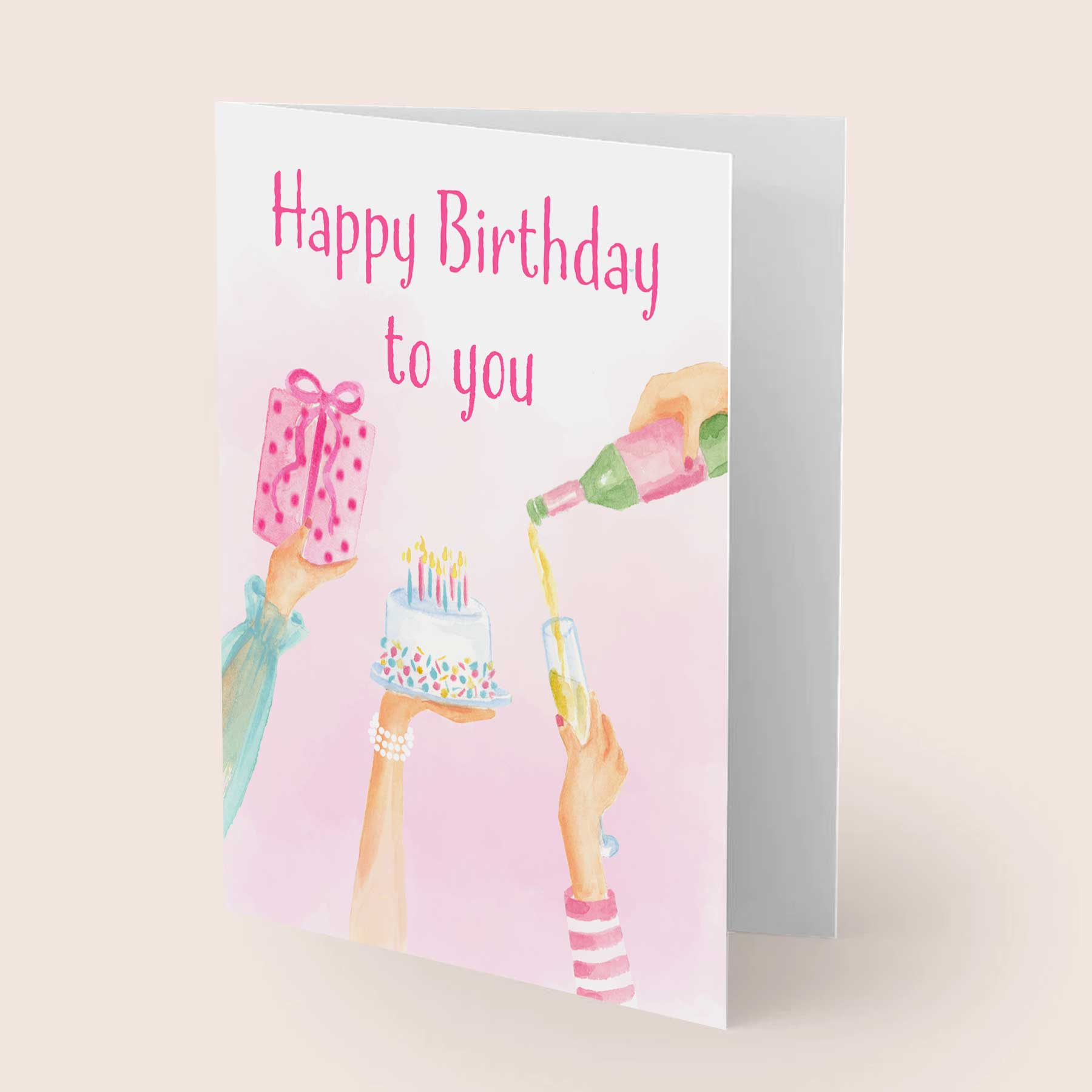 Watercolor Birthday Card For Friends