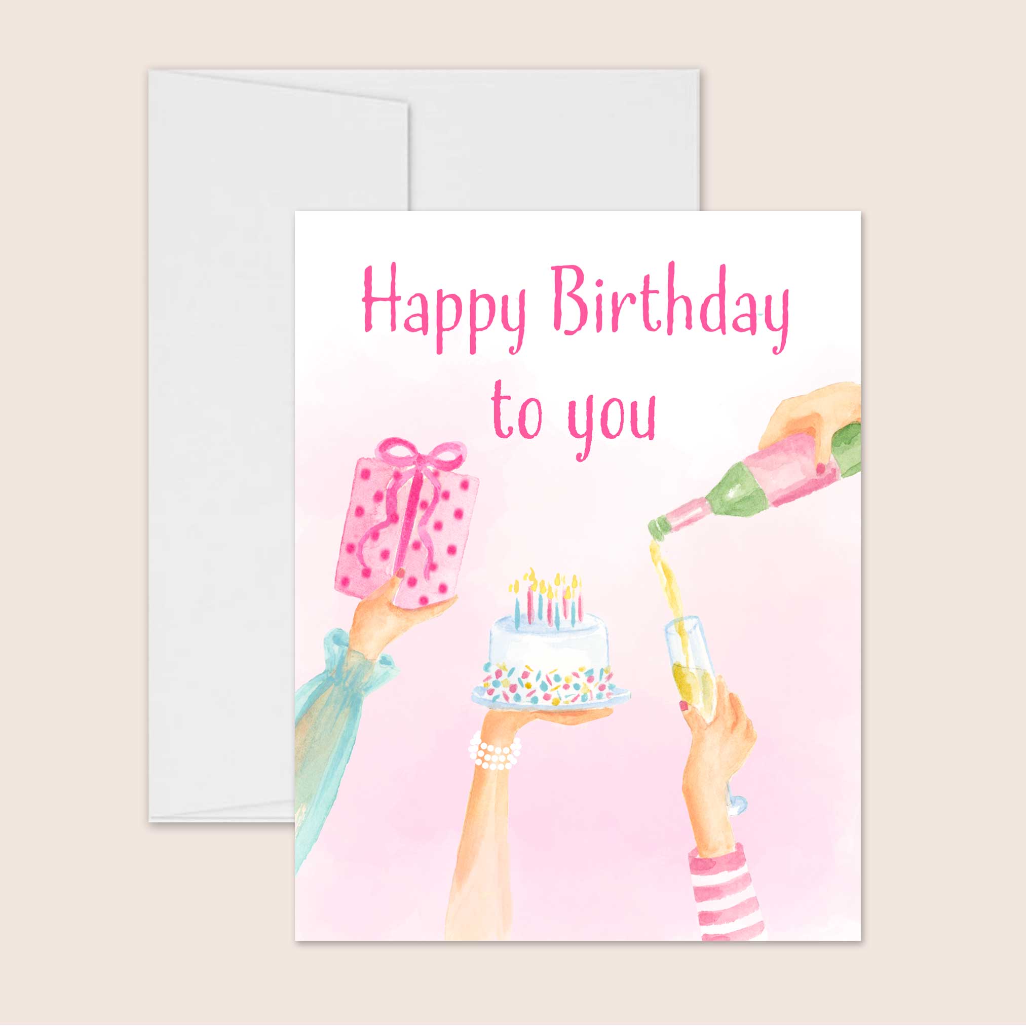 Watercolor Birthday Card For Friends