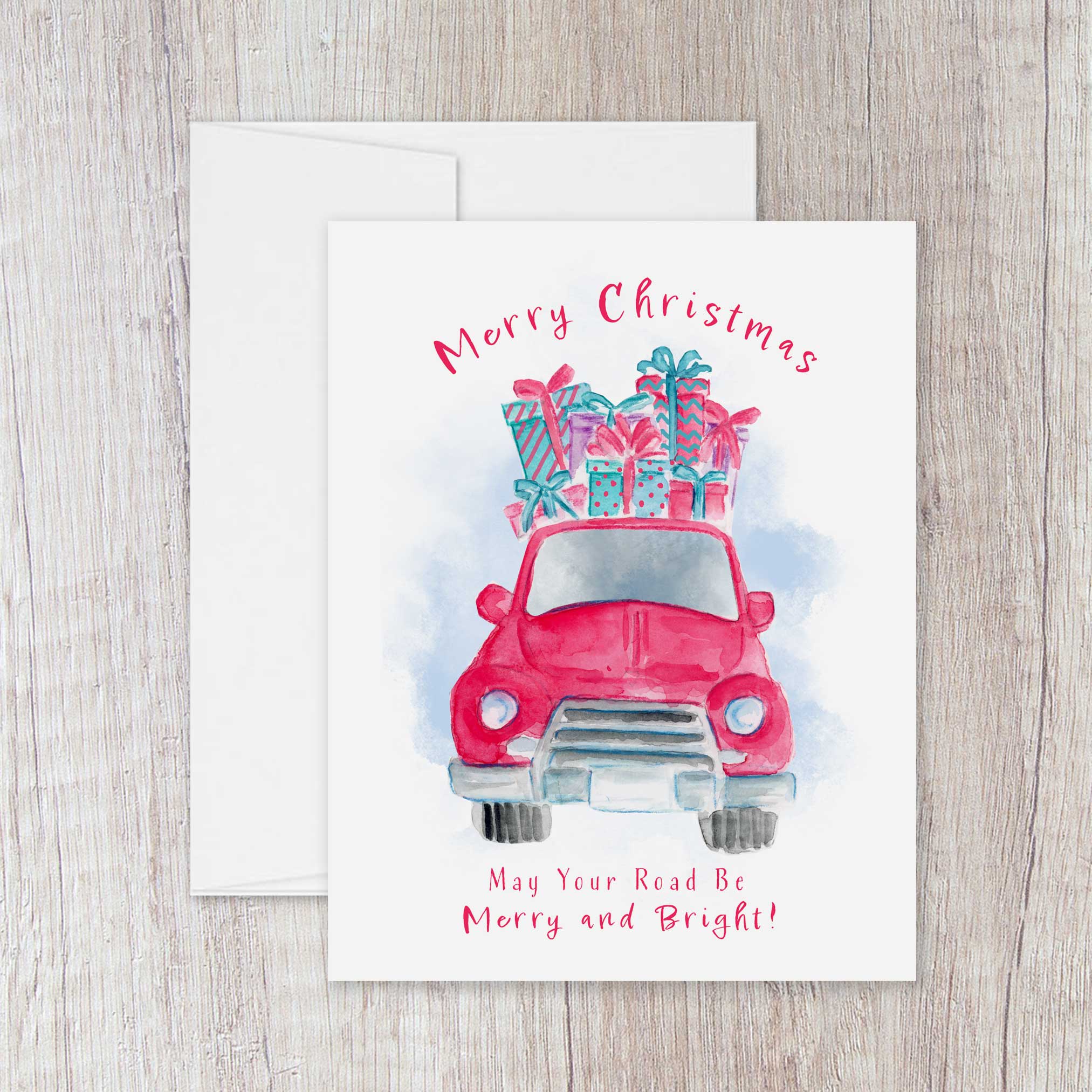 Retro Red Car Christmas Cards