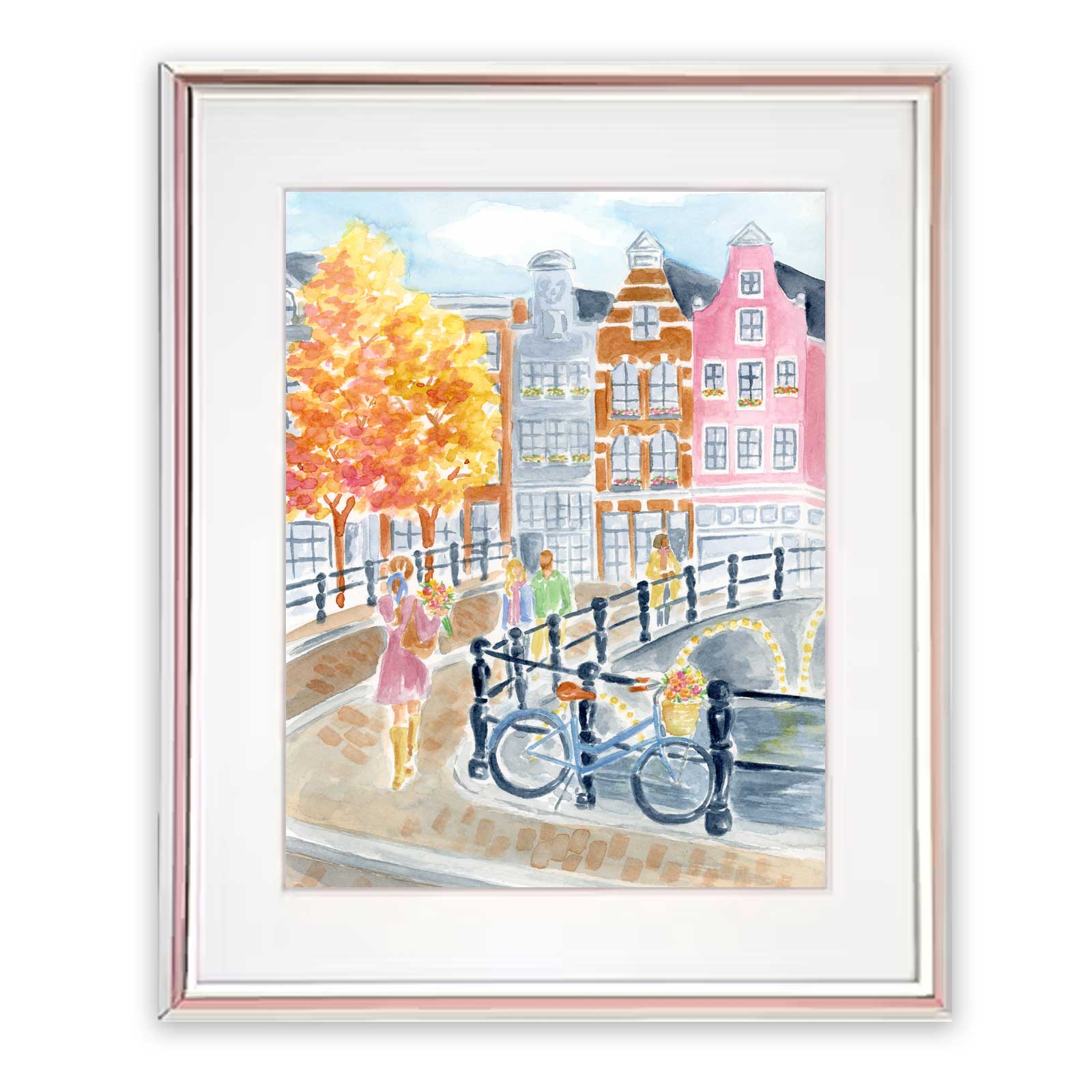Amsterdam Watercolor City Scene Art Print