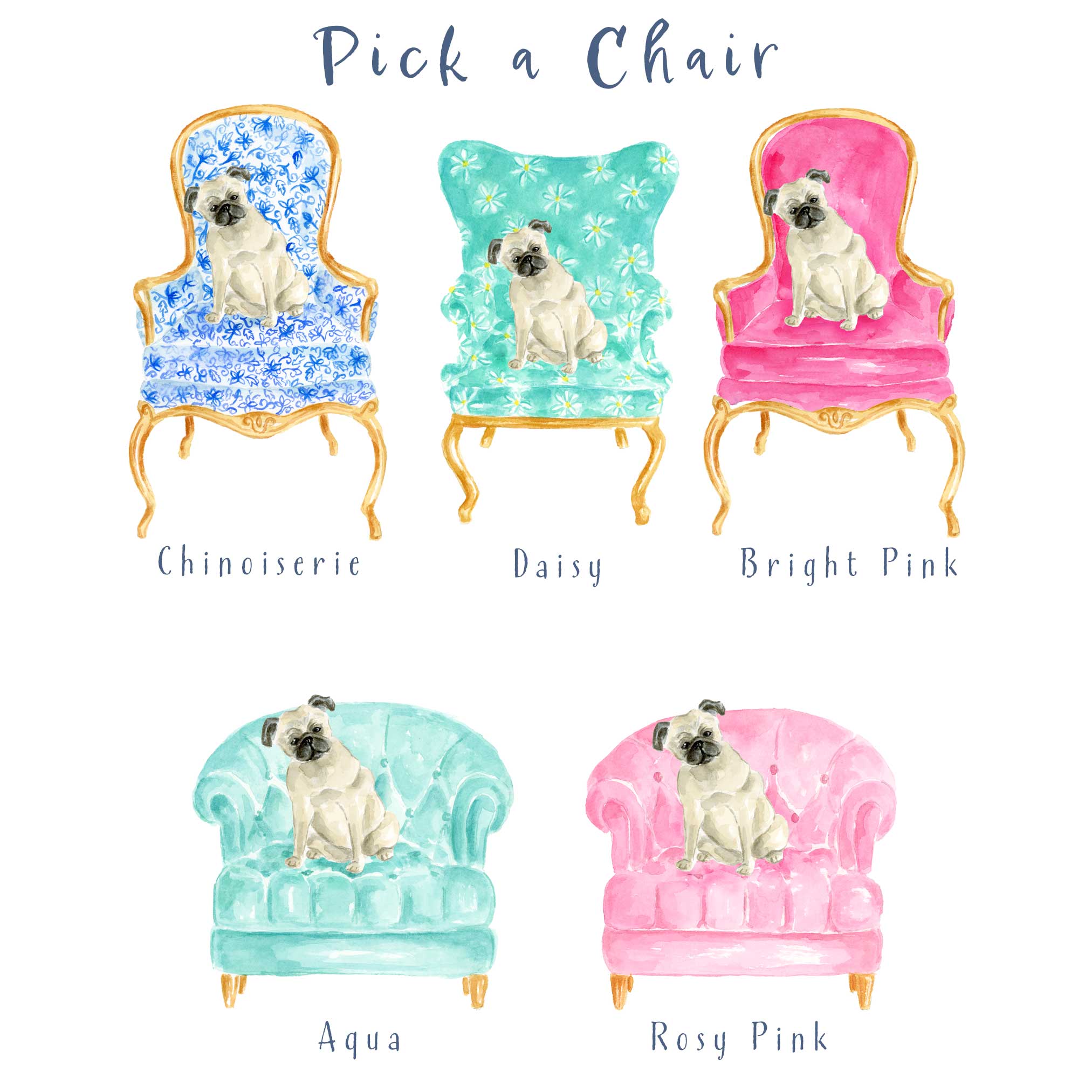 Personalized Pug in a Chair Notepad