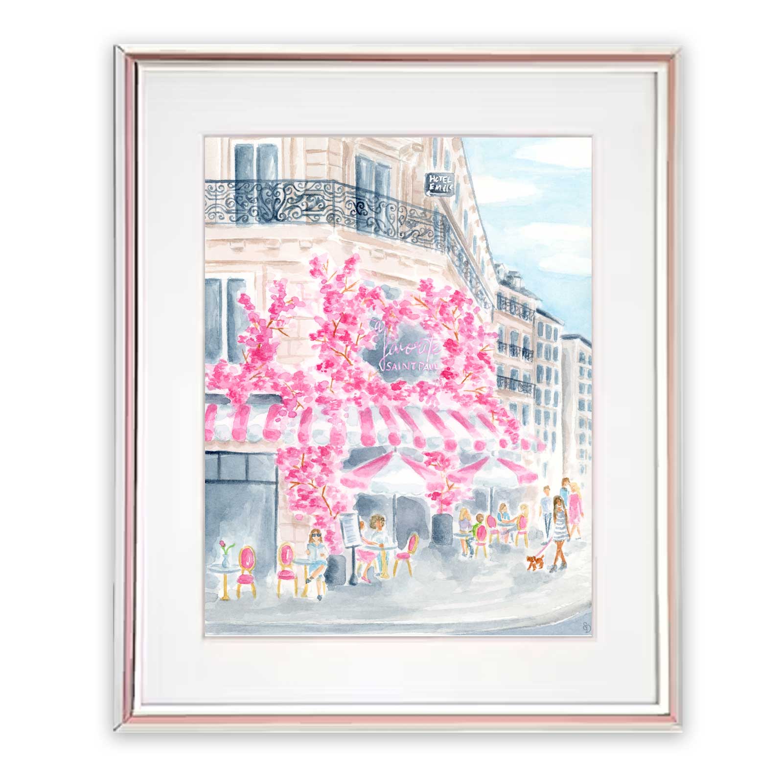 Parisian Café Watercolor Print