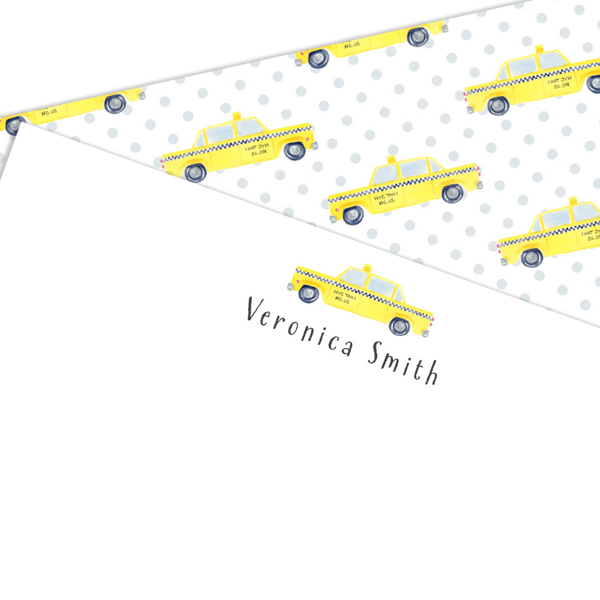 Personalized New York Taxi Notecards