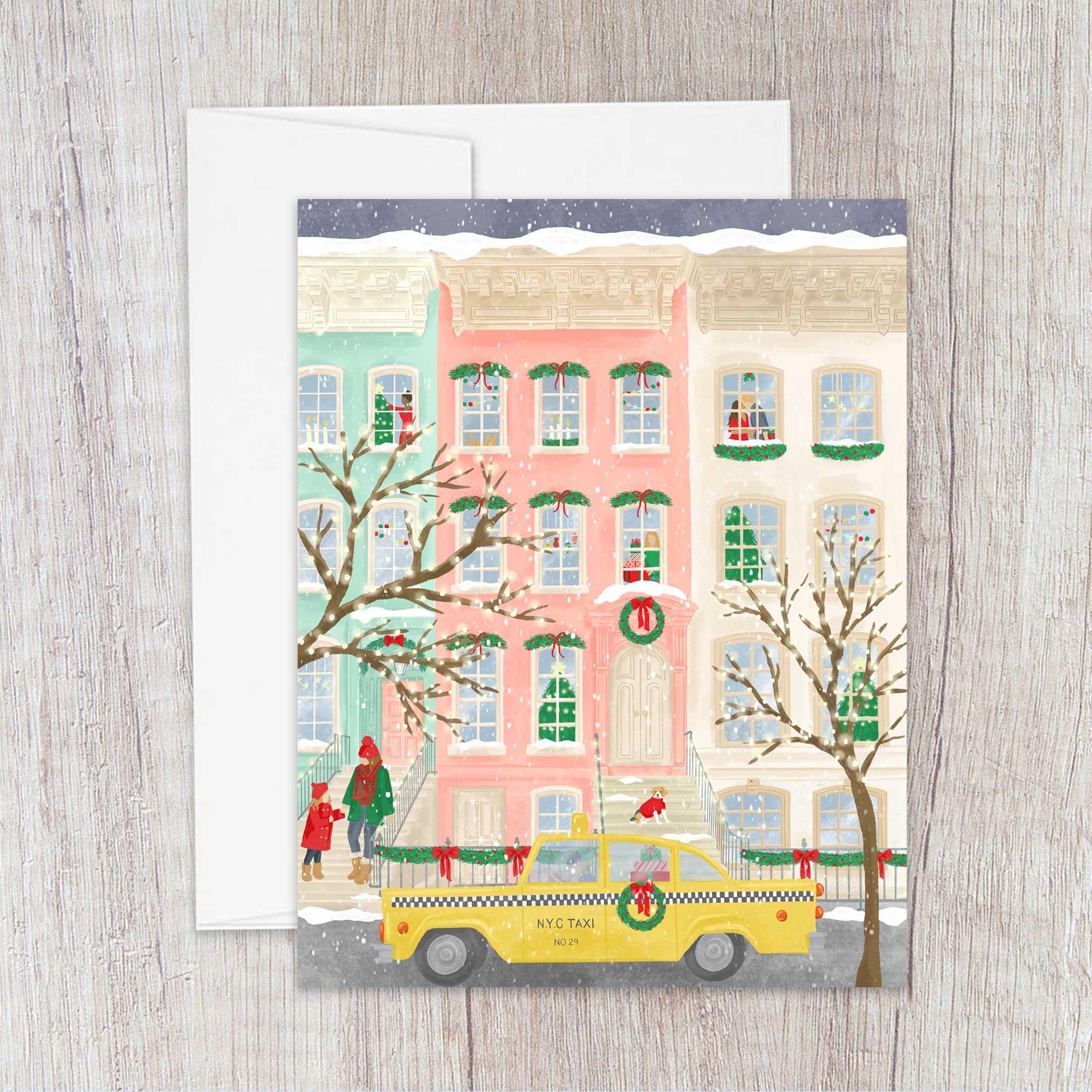 Personalized Brooklyn Brownstone Holiday Card