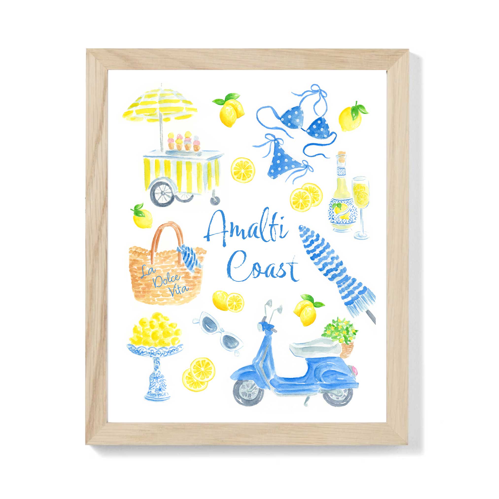 Amalfi Coast Watercolor Art Print