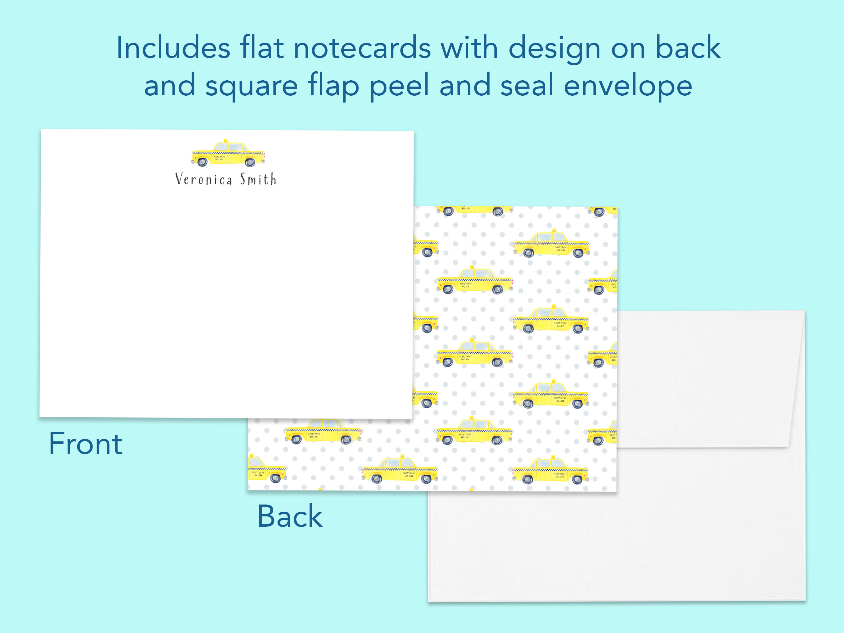 Personalized New York Taxi Notecards