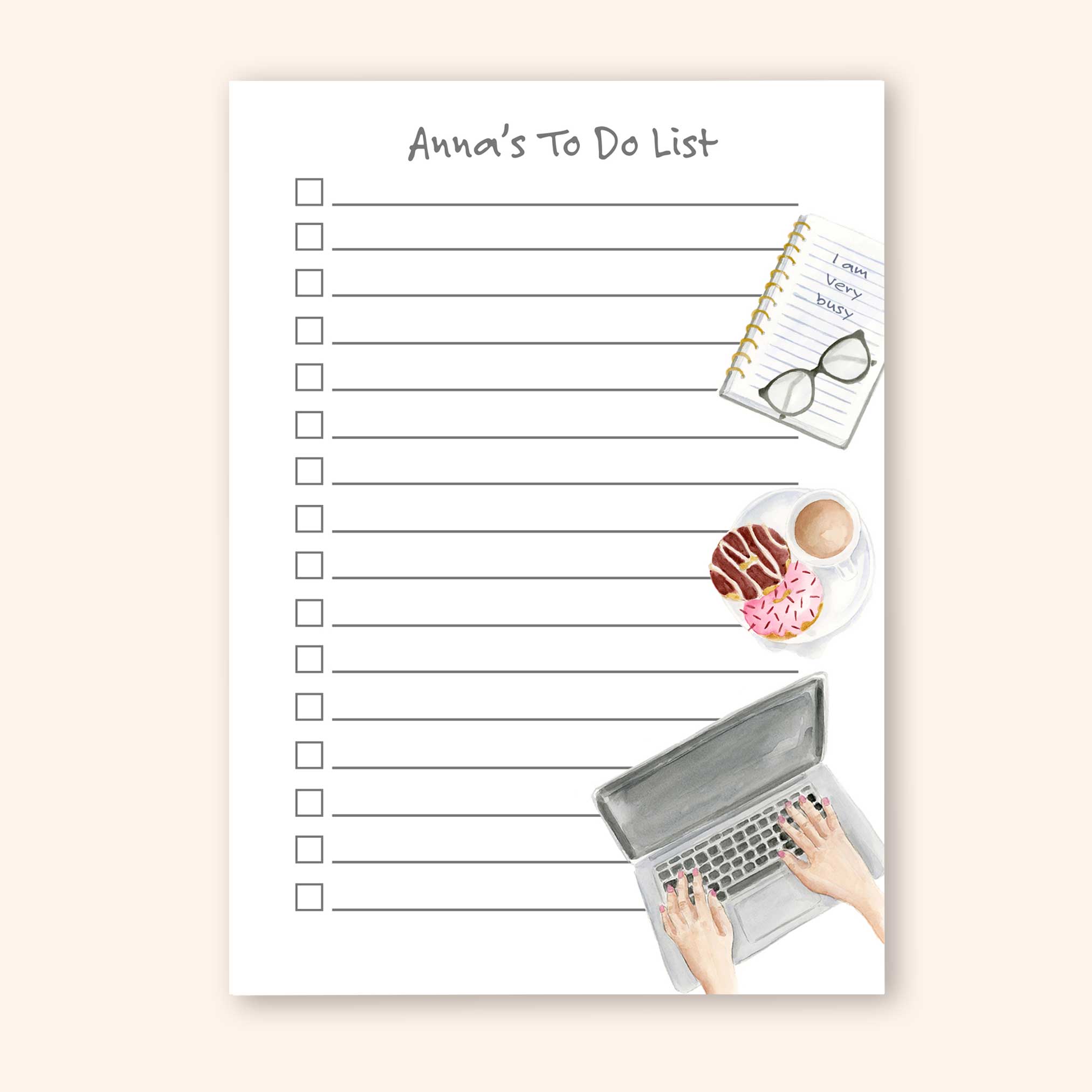 Watercolor Girly Office To Do List Notepad