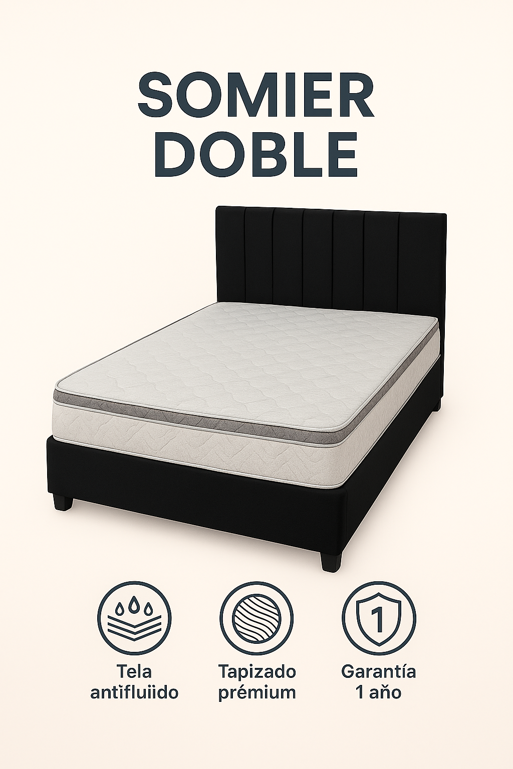 somier doble negro