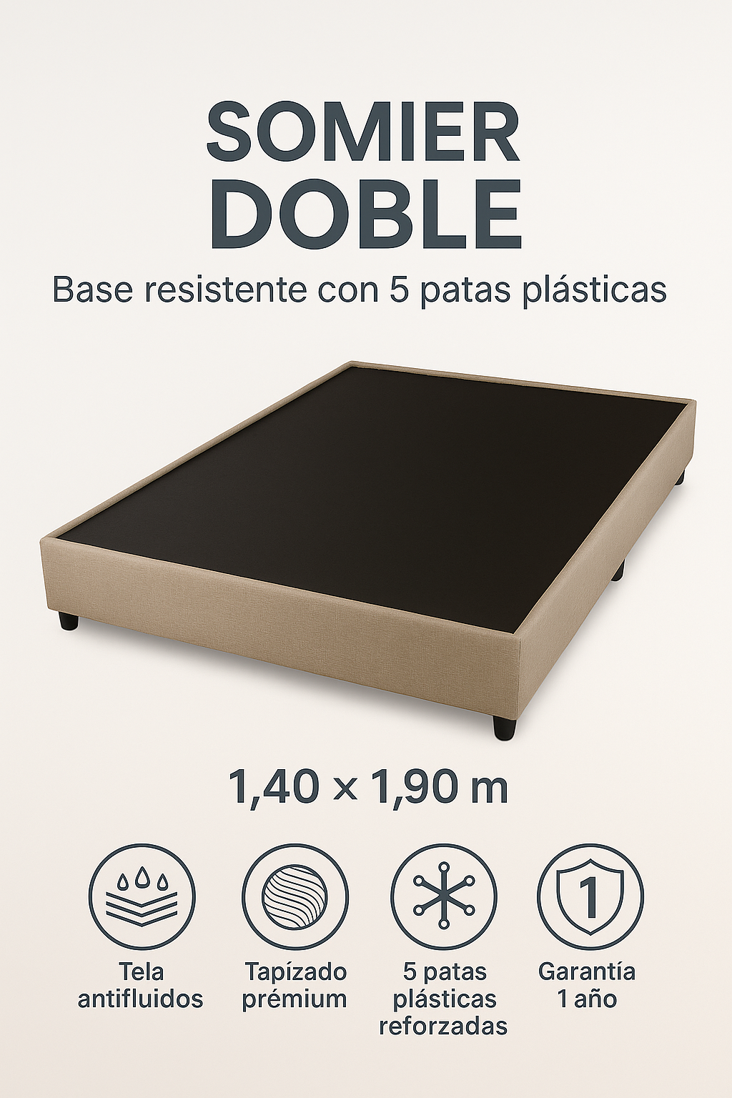Somier Doble 1.40 × 1.90 m