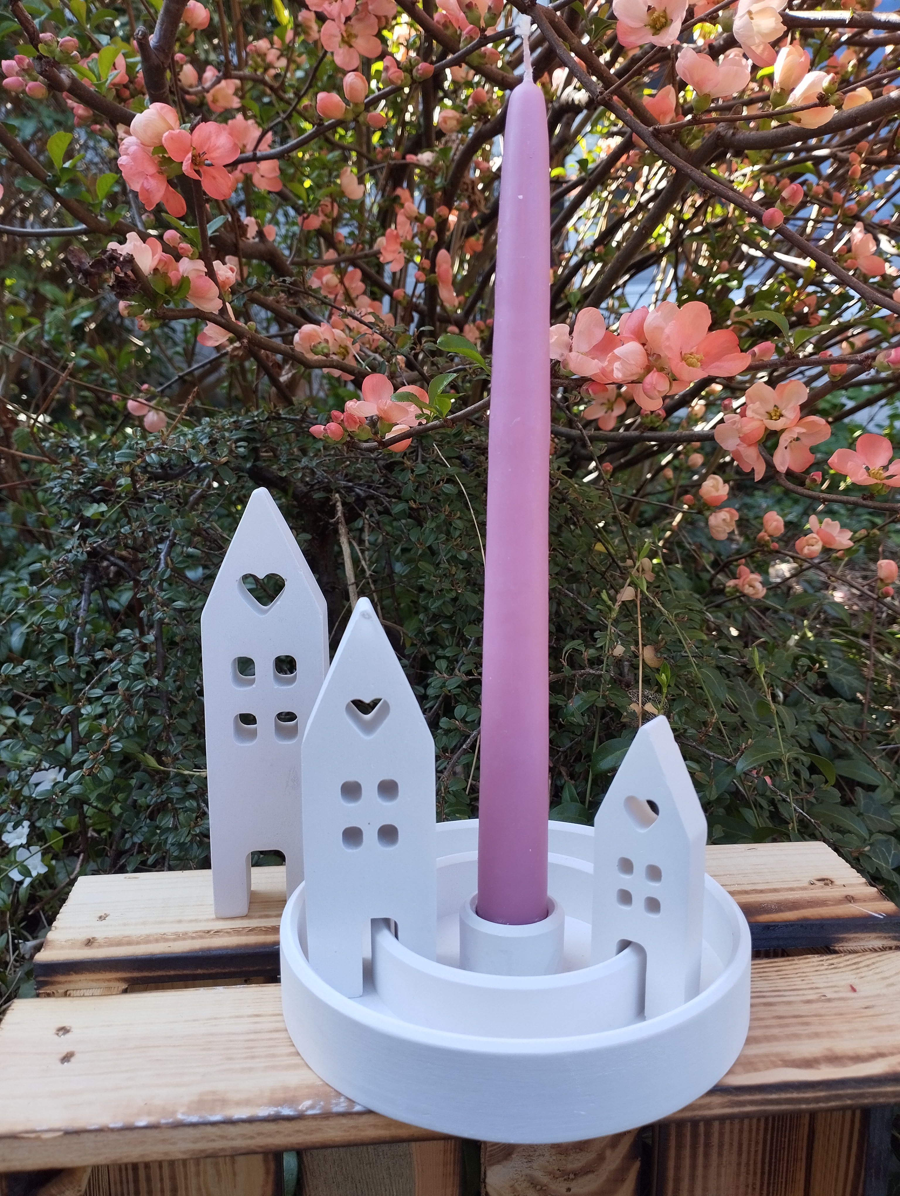 Kerzenhalter rund mit Häusern