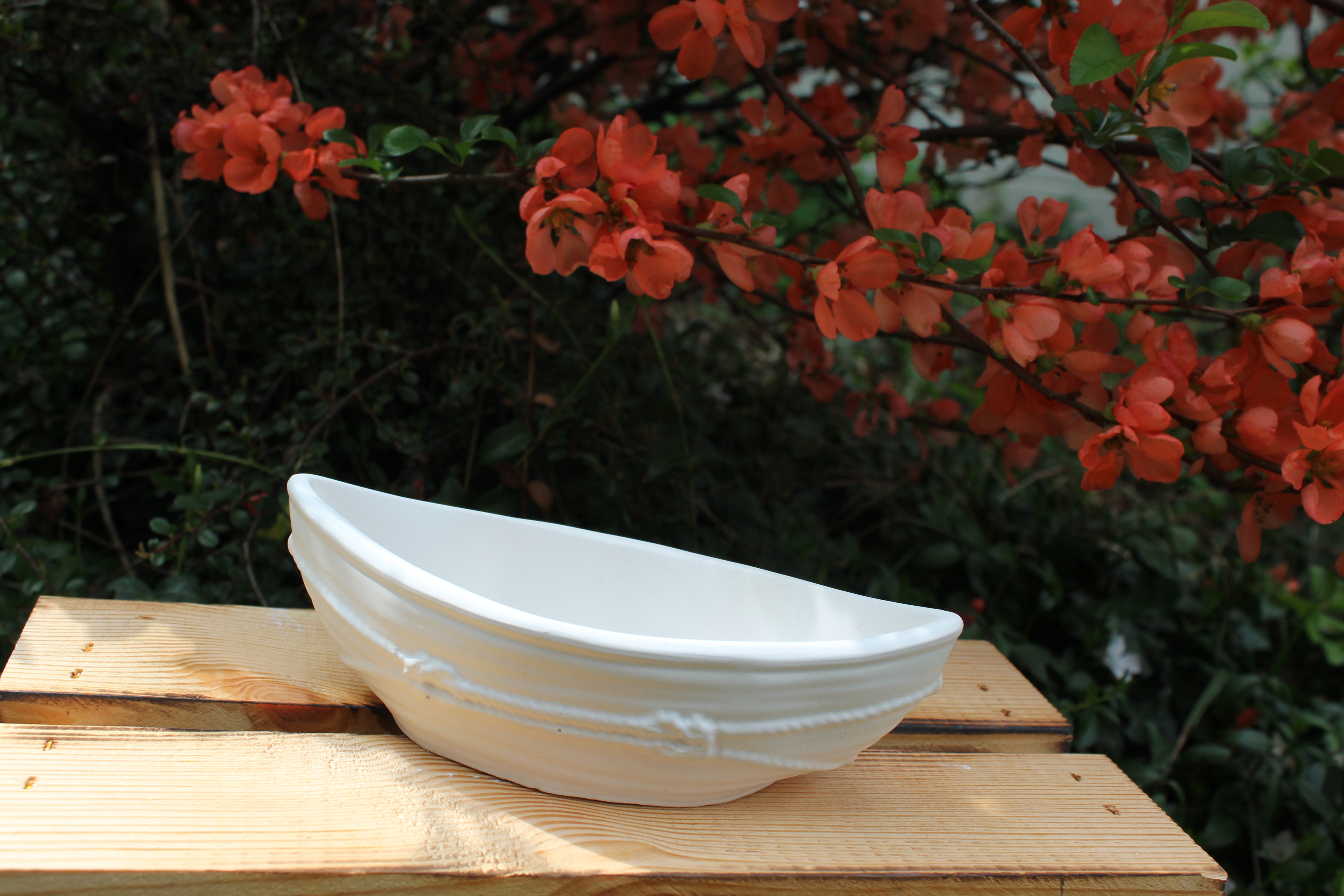 Weiße Keramikschale Boot Aufbewahrung maritim