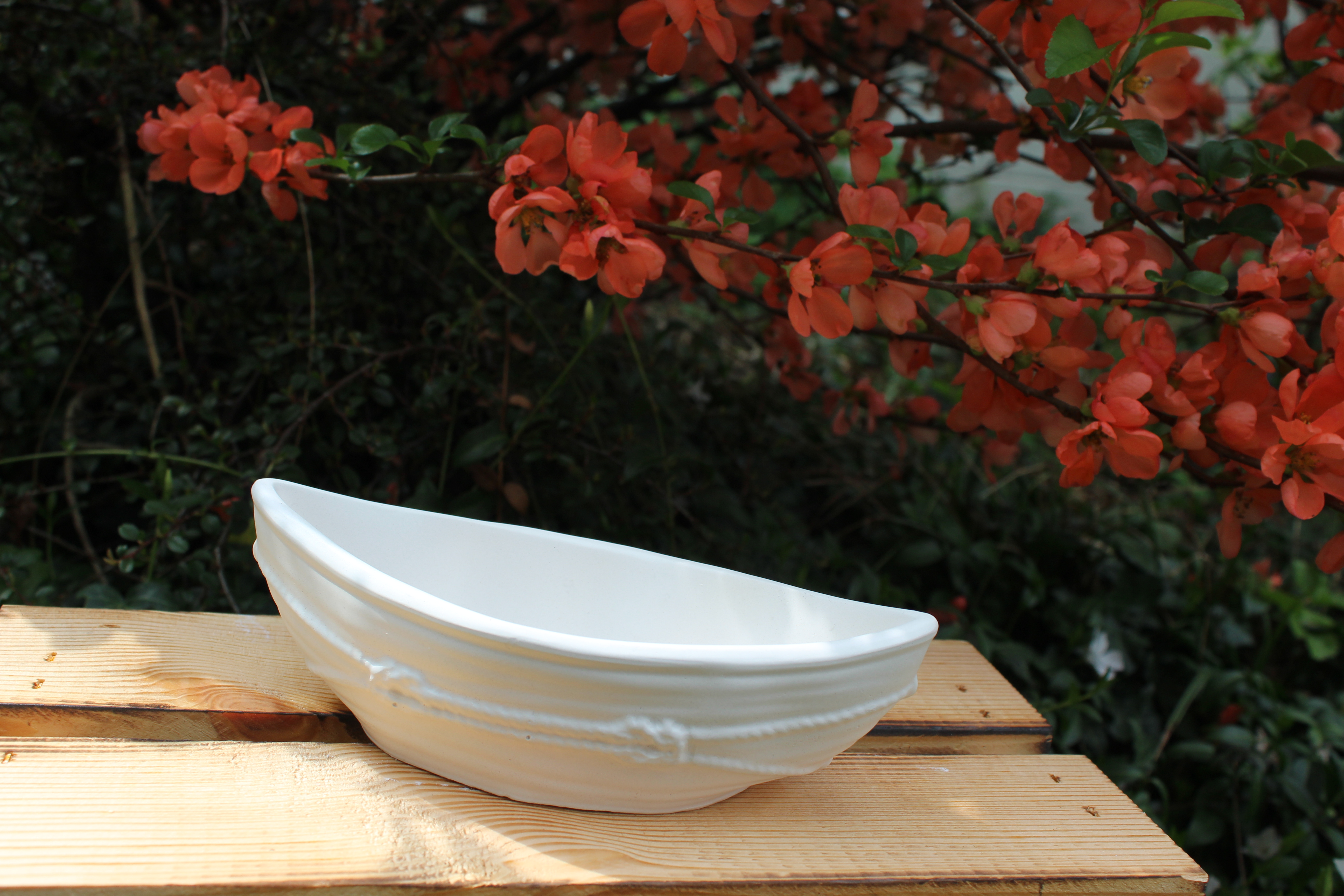 Weiße Keramikschale Boot Aufbewahrung maritim