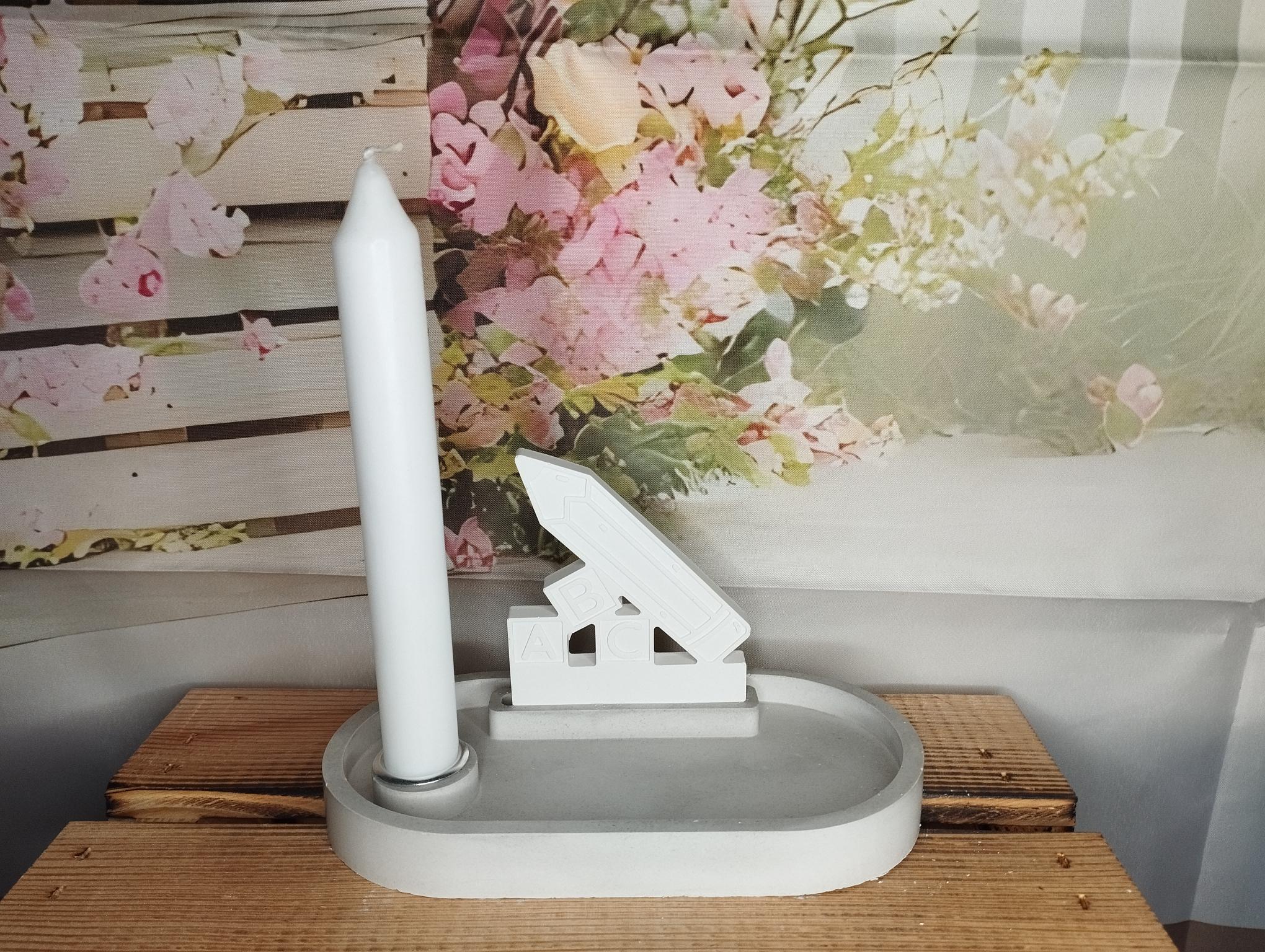 Kerzenhalter Dekotablett Einschulung 'ABC'