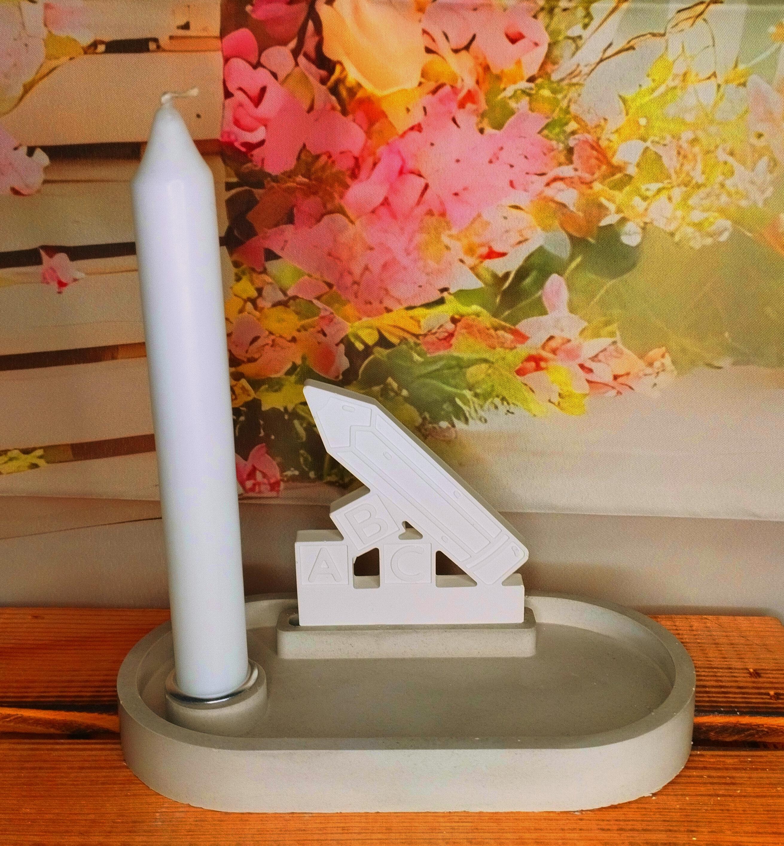 Kerzenhalter Dekotablett Einschulung 'ABC'