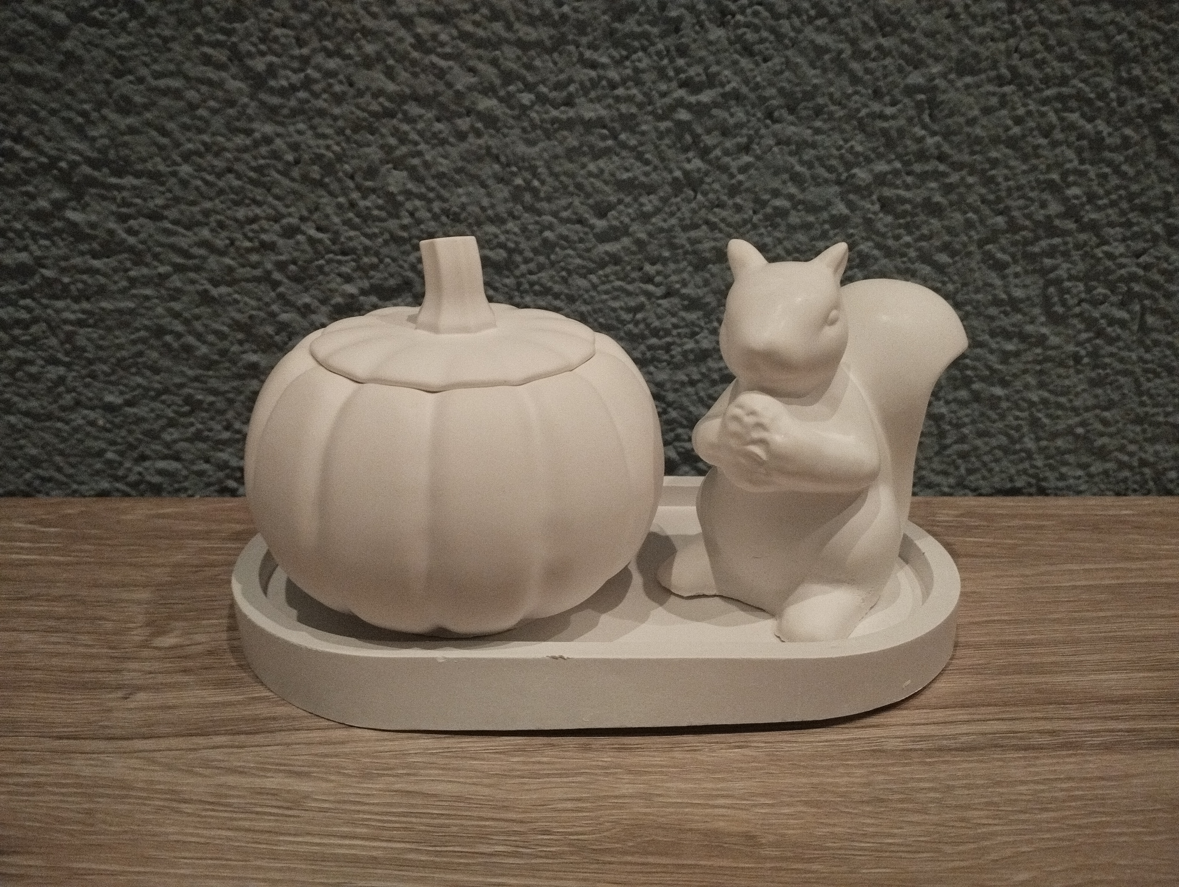 Keramikset Kürbis und Eichhörnchen