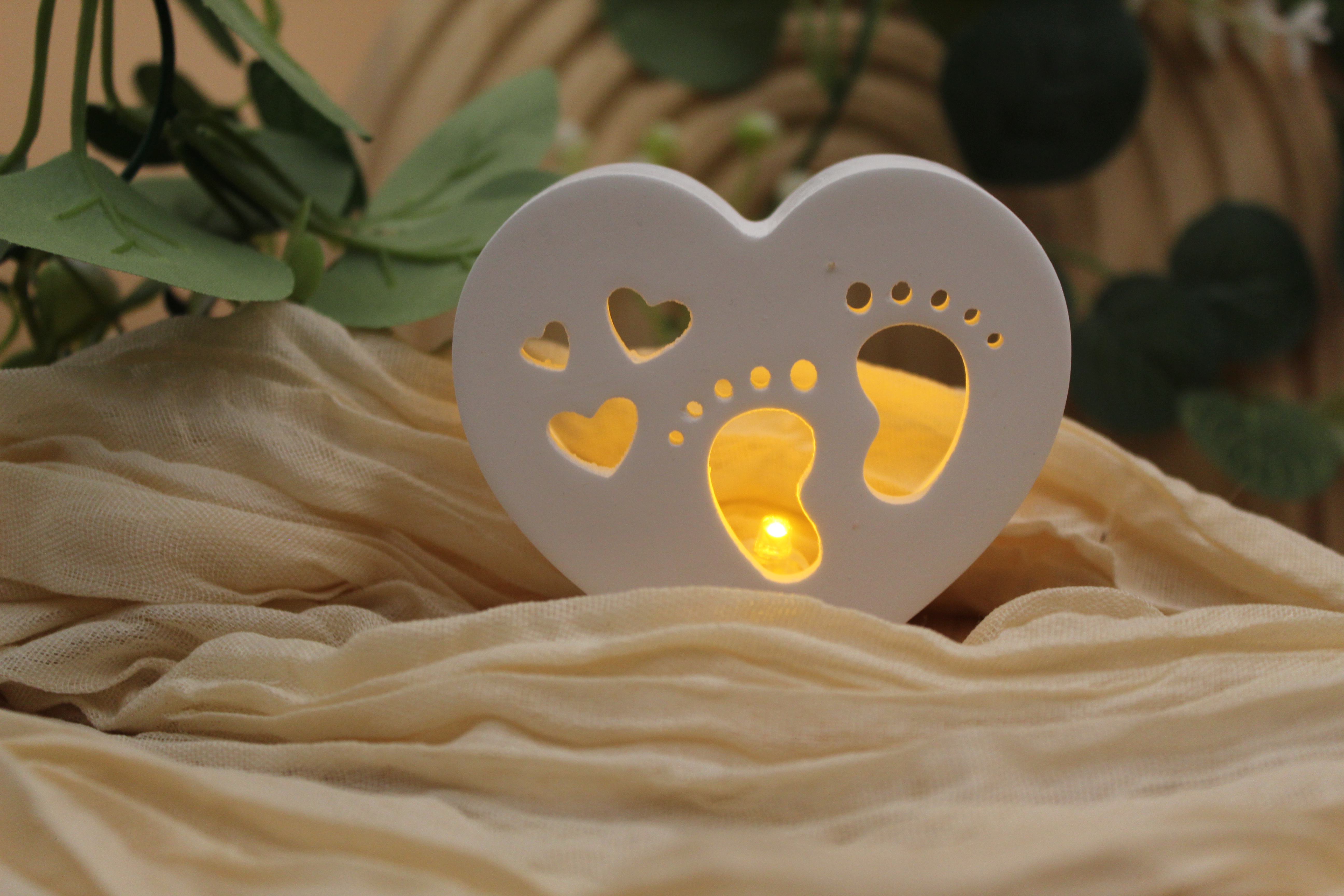 Herzlicht mit Fußabdruck Babyfüße