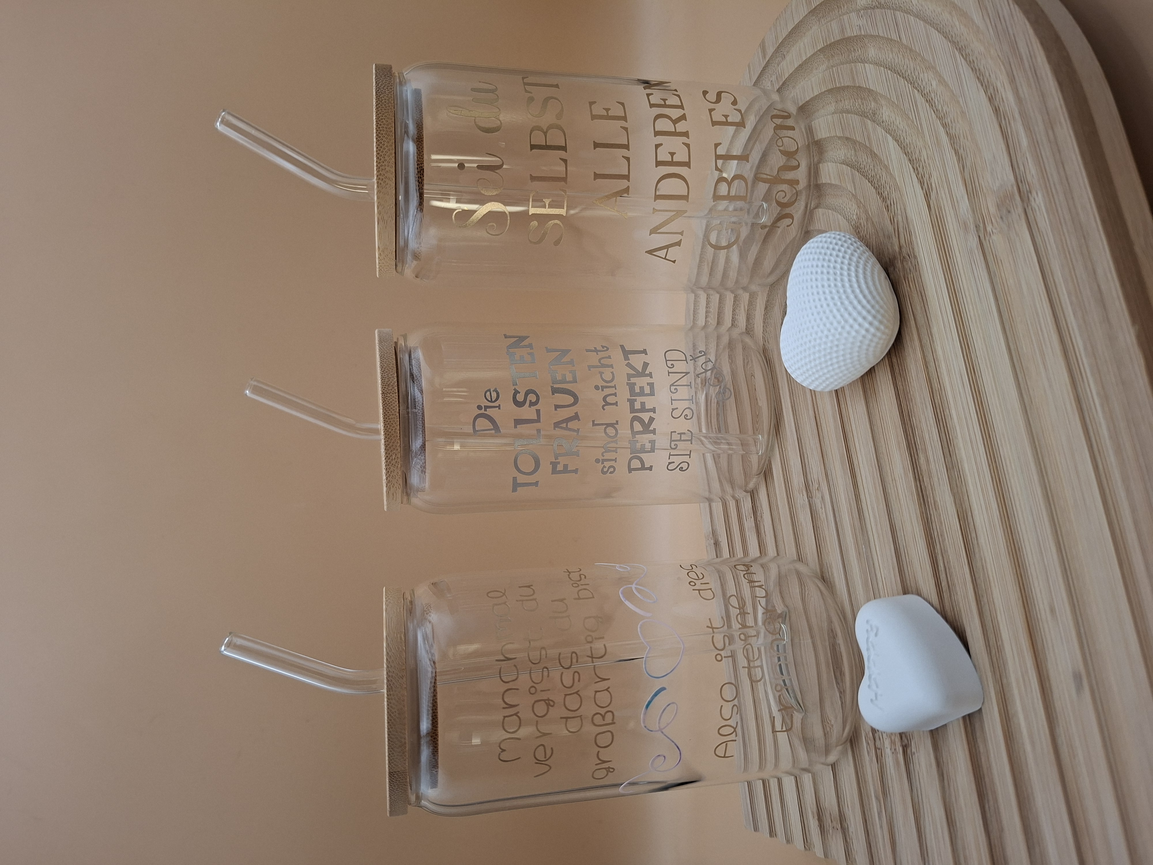 Trinkglas mit Spruch Glasstrohhalm