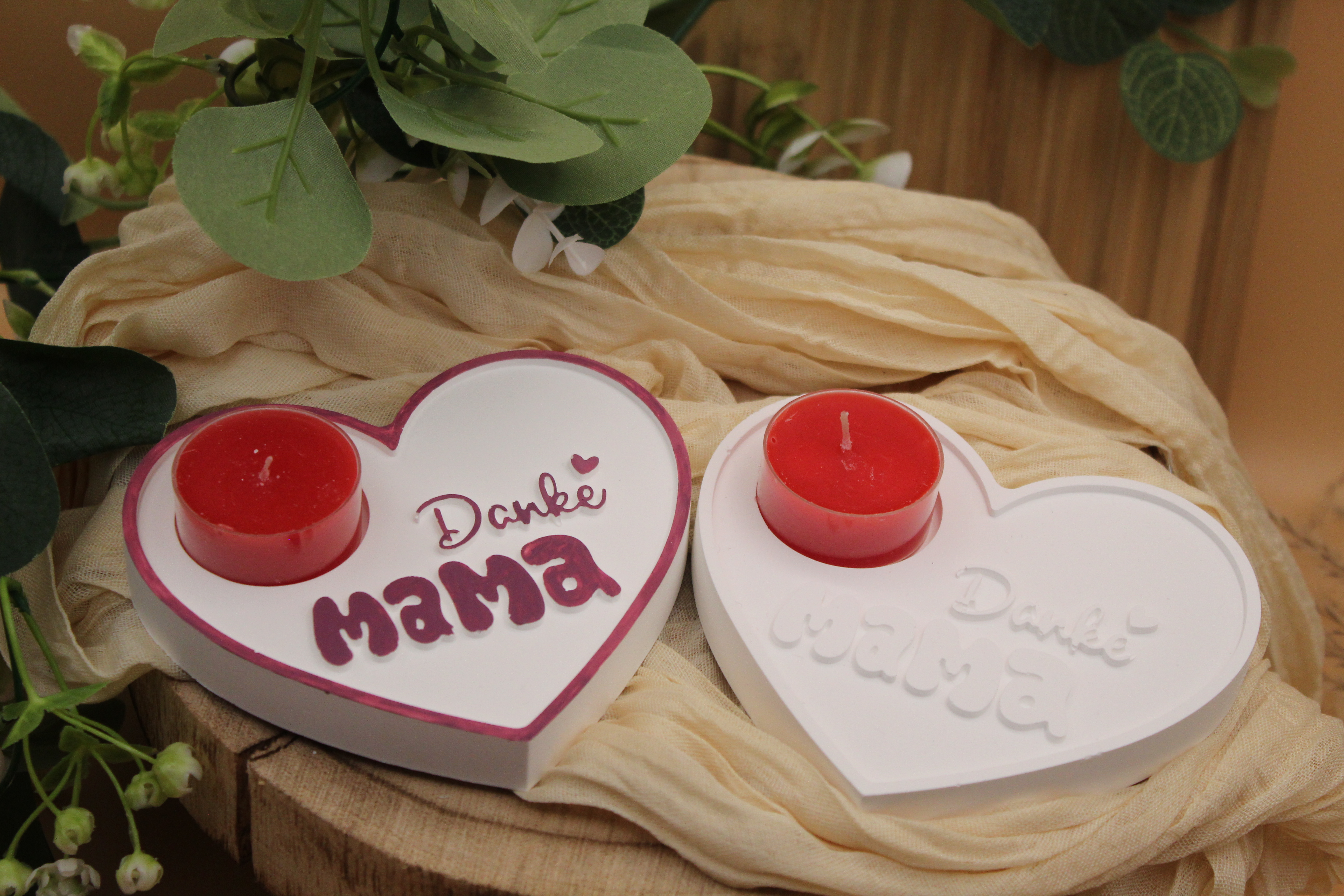 Herz-Teelichthalter 'Danke Mama'