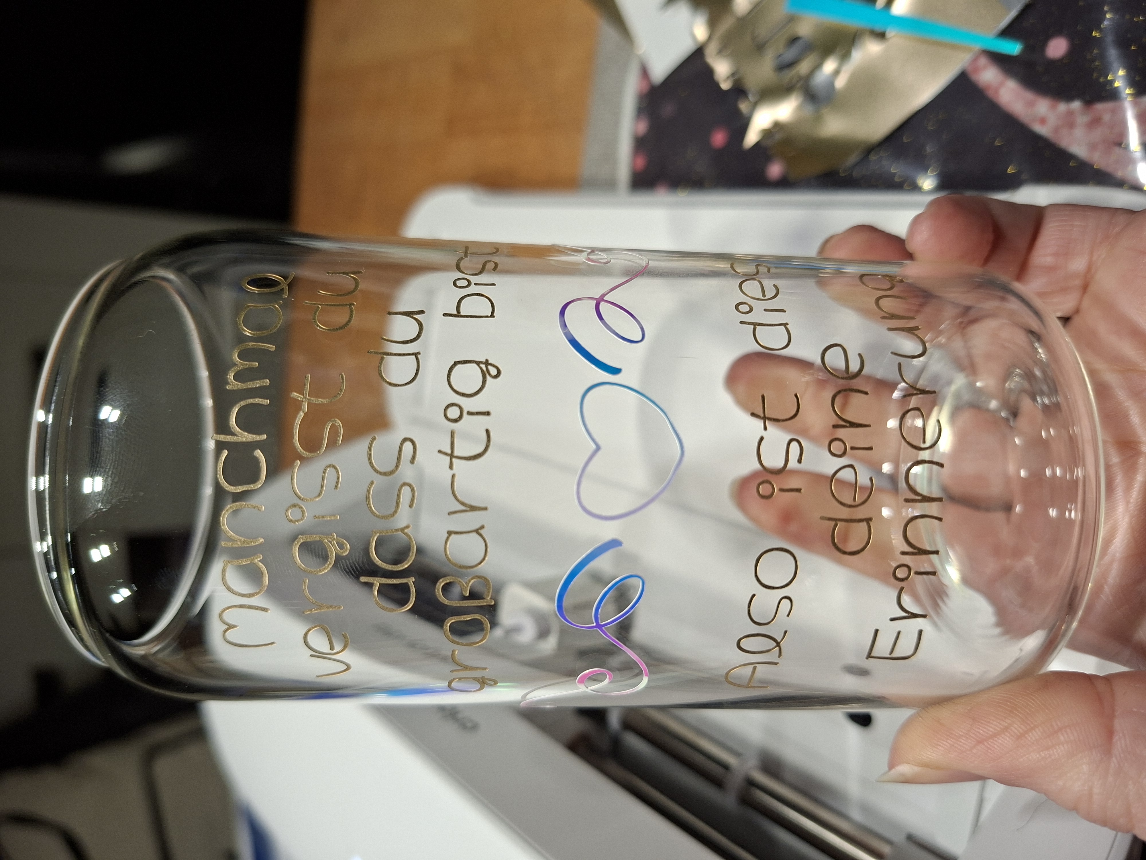 Trinkglas mit Spruch Glasstrohhalm