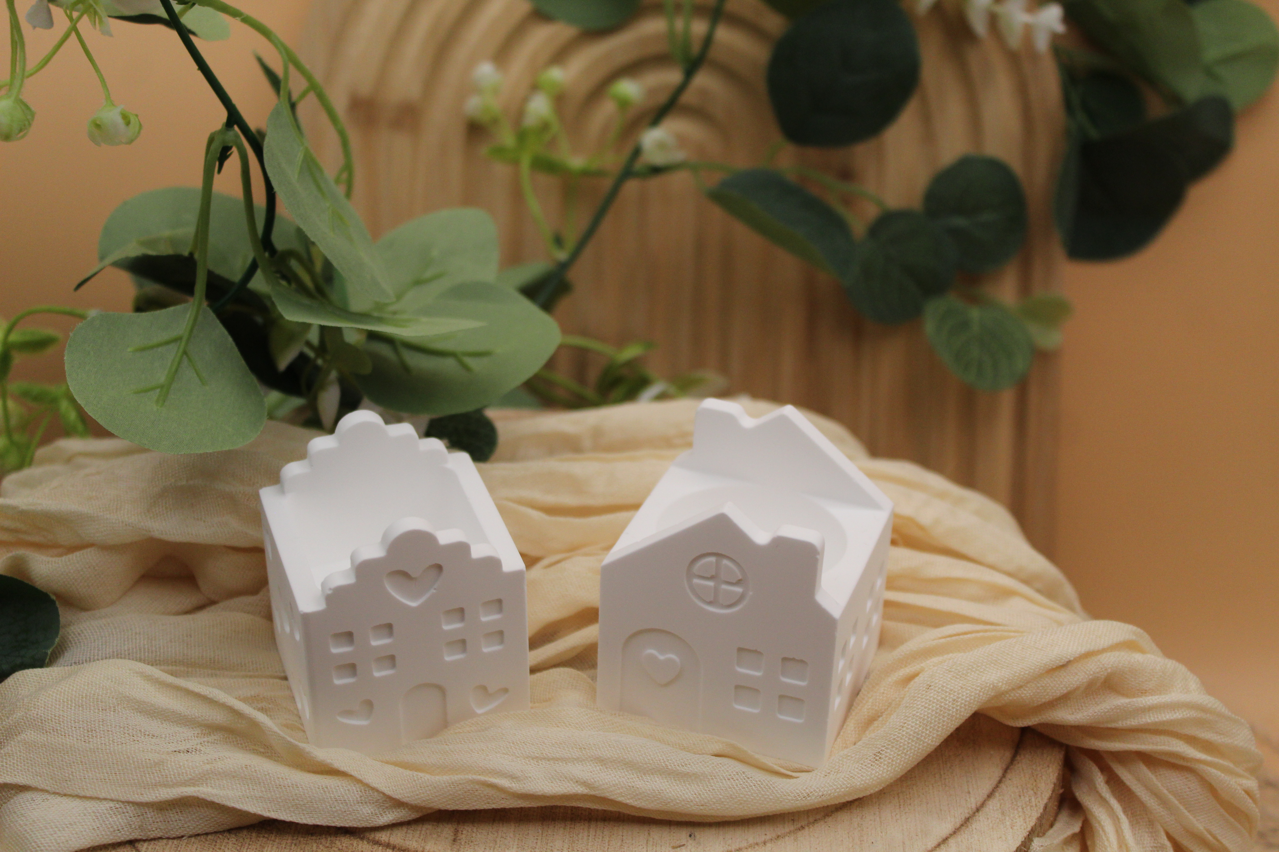Dekorative Miniaturhäuser Kerzenhalter