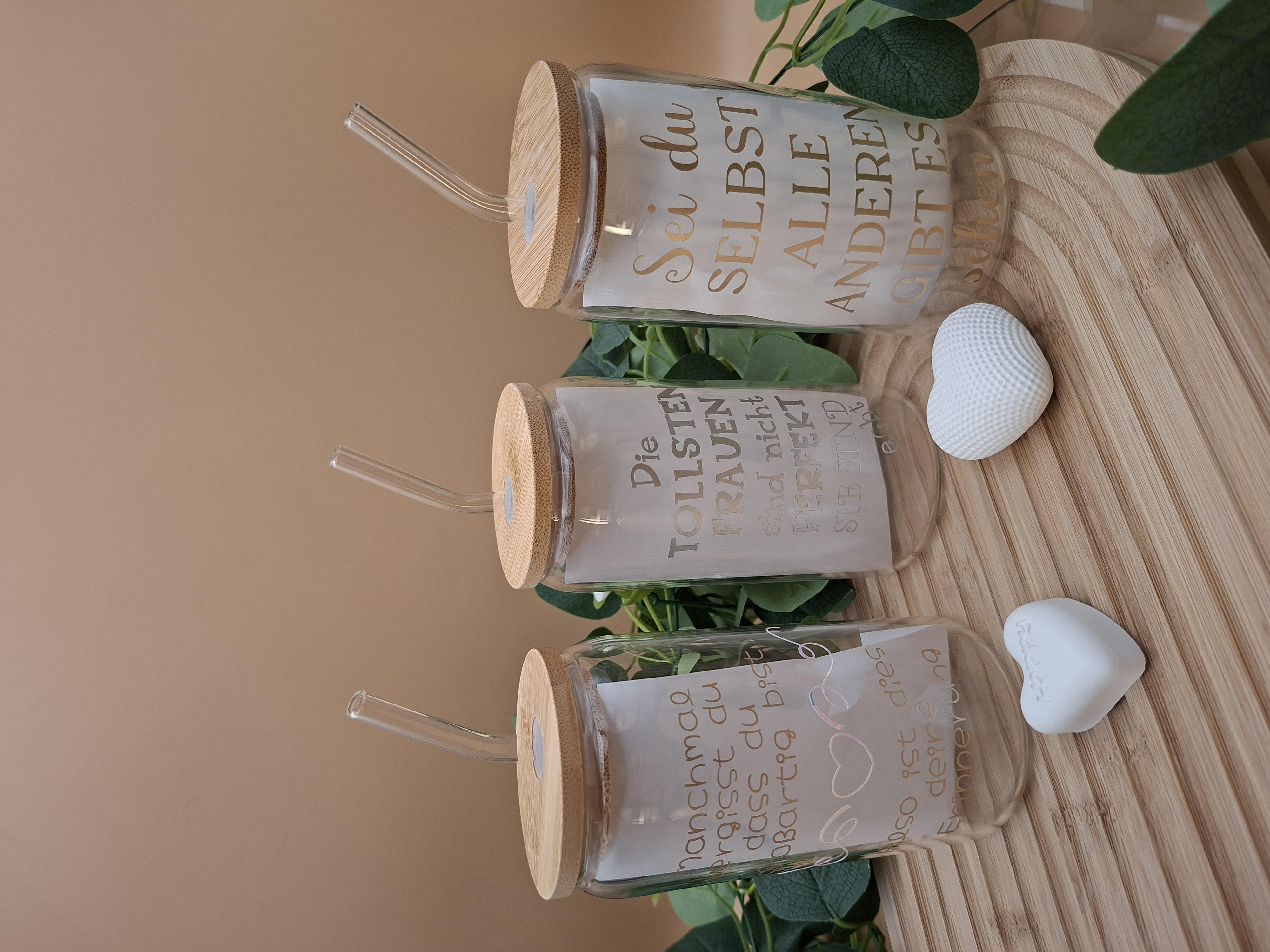 Trinkglas mit Spruch Glasstrohhalm