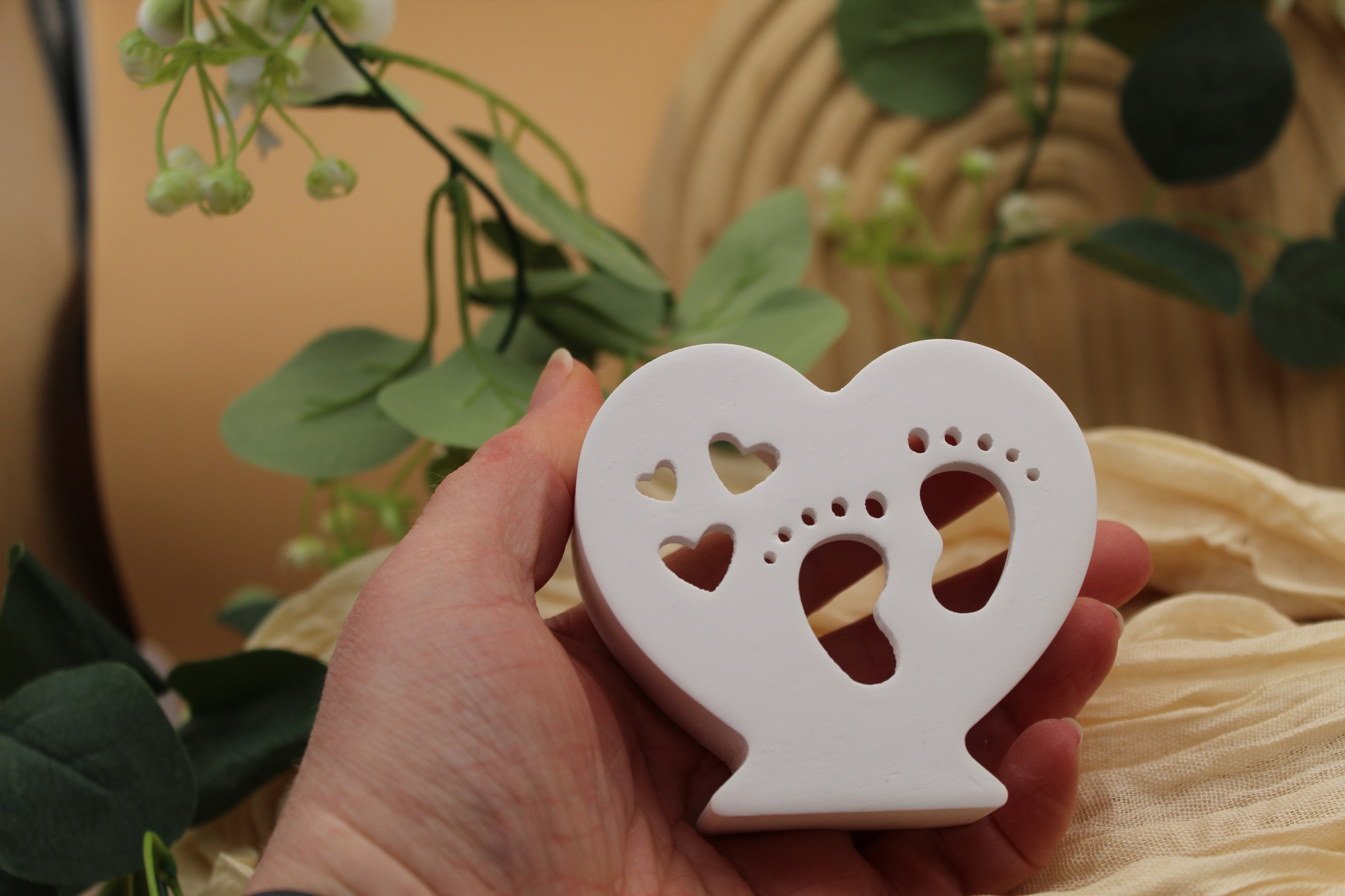 Herzlicht mit Fußabdruck Babyfüße