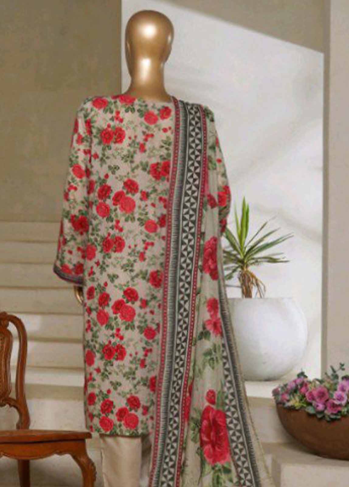 Binsaeed Printed Lawn Stitched 3Pcs 2025