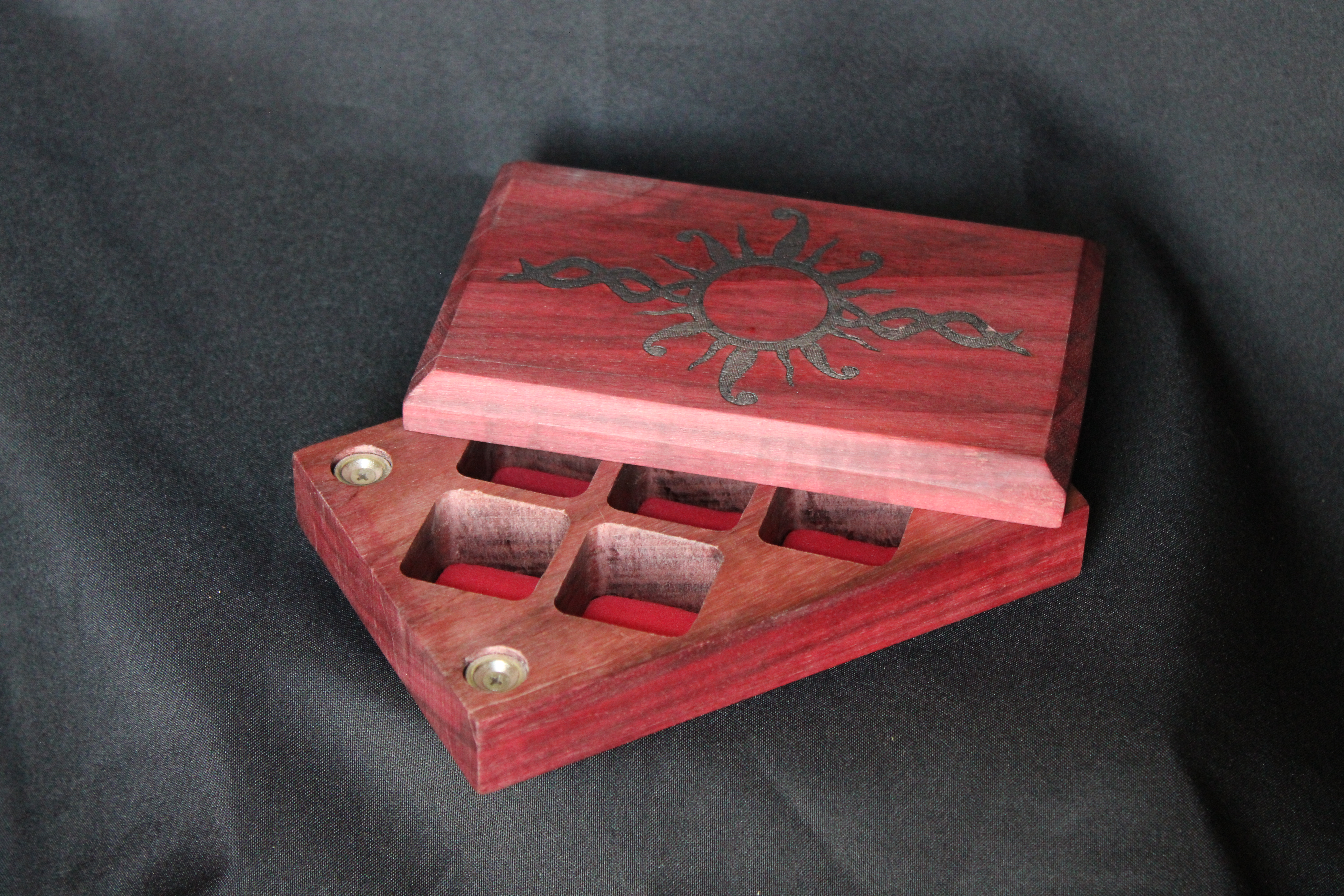 Purpleheart Dice Box with Graphic